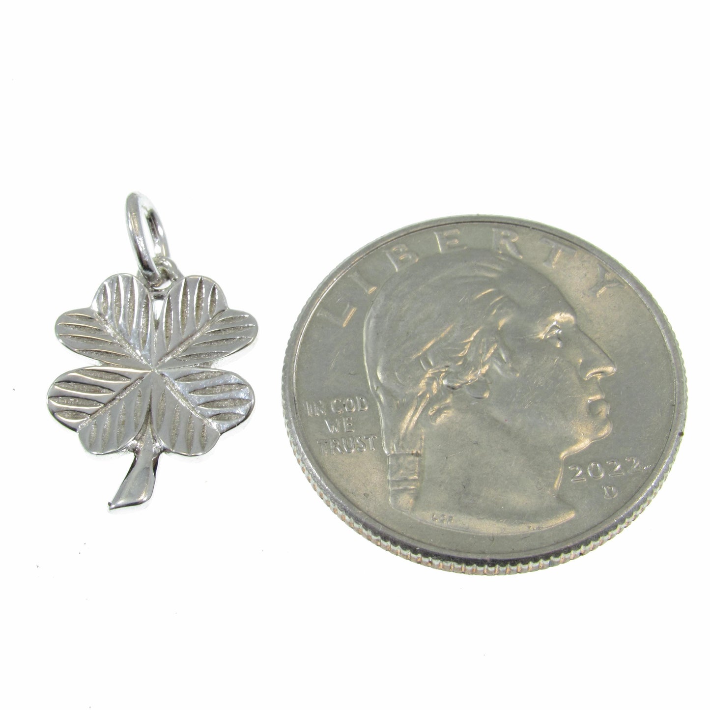 Solid 925 Sterling Silver 4 Leaf Clover Pendant, Four Leaf Clover Charm, Lucky Clover Jewelry, Floral Flower Jewelry, Good Luck Charm
