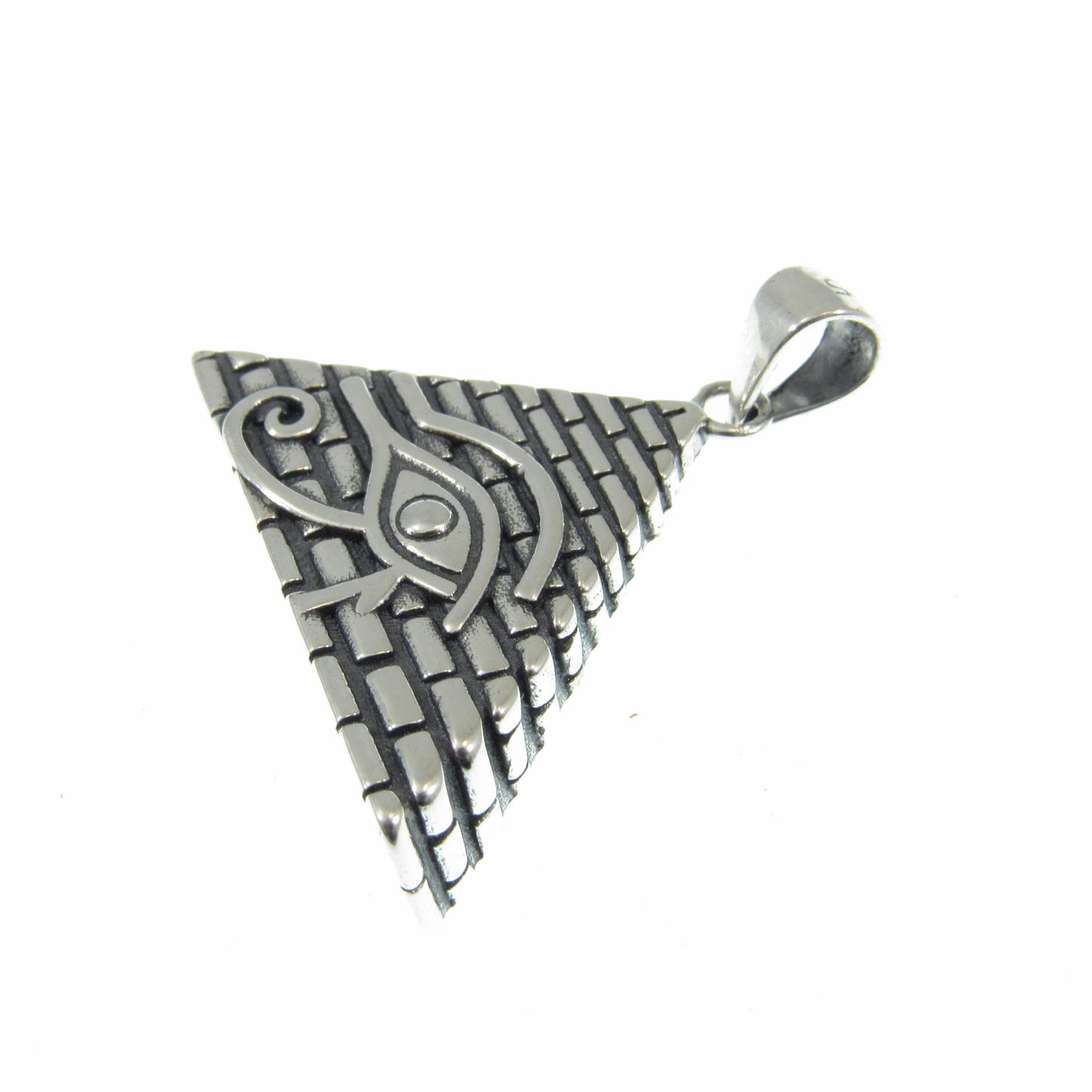 Solid 925 Sterling Silver Eye of Horus Pyramid Pendant, Handcrafted Illuminati Amulet, All Seeing Eye Charm, Egyptian Jewelry