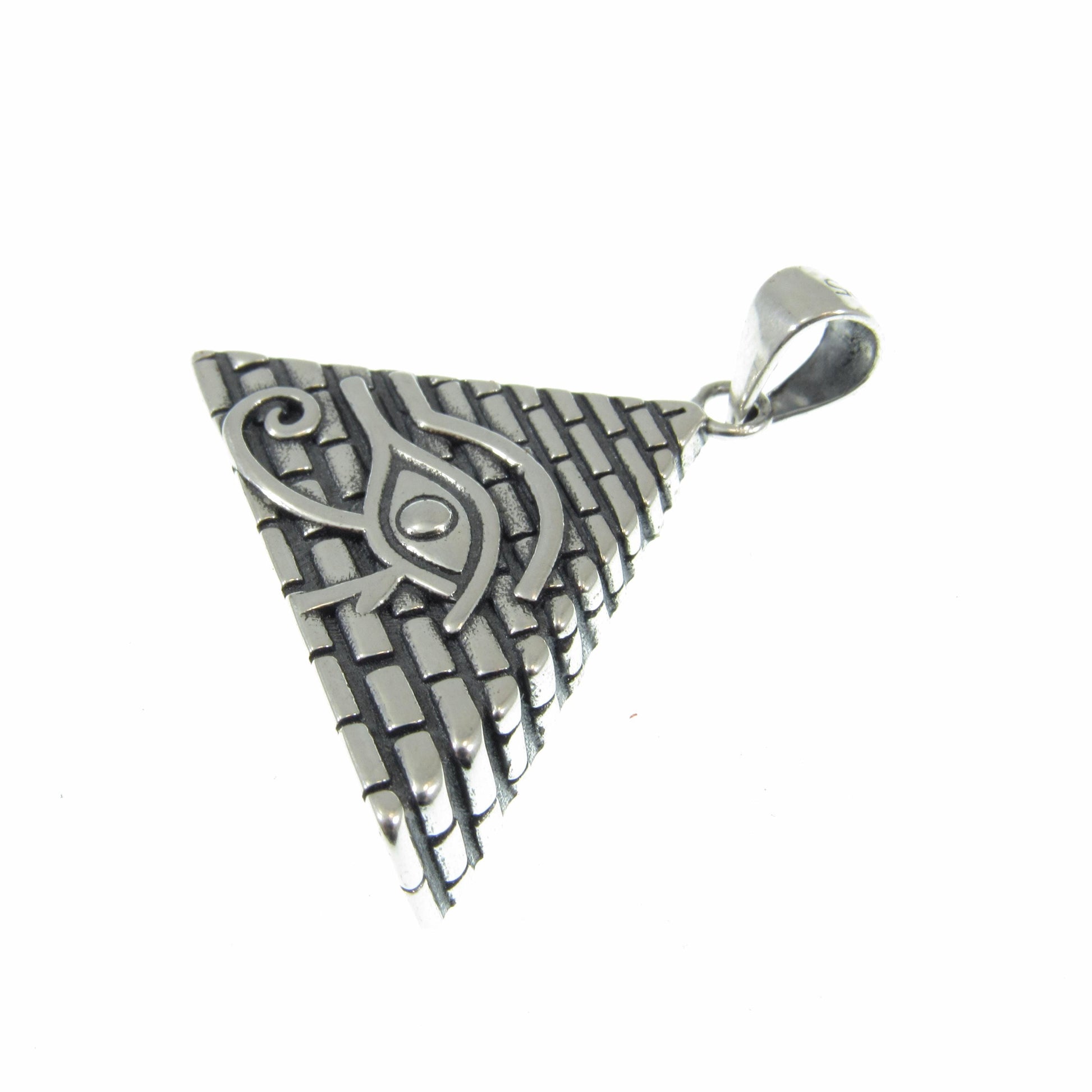 Solid 925 Sterling Silver Eye of Horus Pyramid Pendant, Handcrafted Illuminati Amulet, All Seeing Eye Charm, Egyptian Jewelry