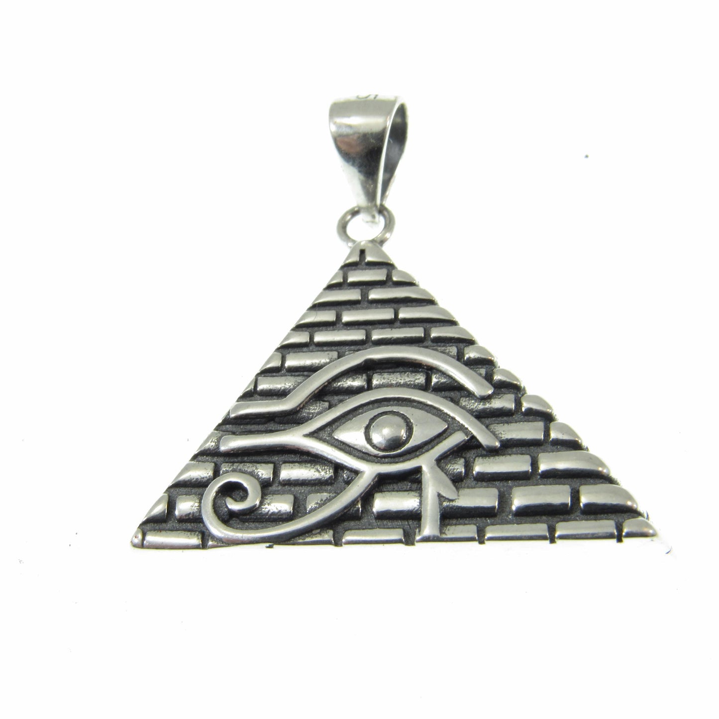 Solid 925 Sterling Silver Eye of Horus Pyramid Pendant, Handcrafted Illuminati Amulet, All Seeing Eye Charm, Egyptian Jewelry