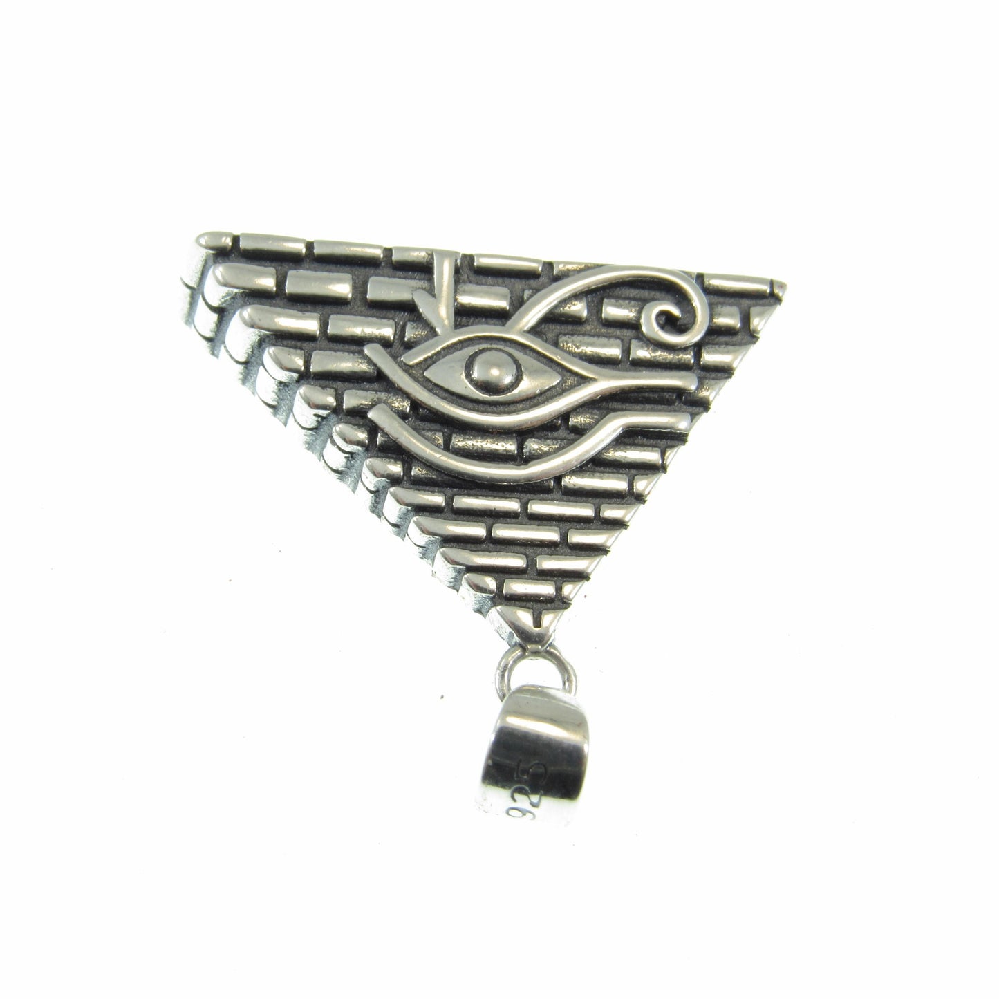 Solid 925 Sterling Silver Eye of Horus Pyramid Pendant, Handcrafted Illuminati Amulet, All Seeing Eye Charm, Egyptian Jewelry