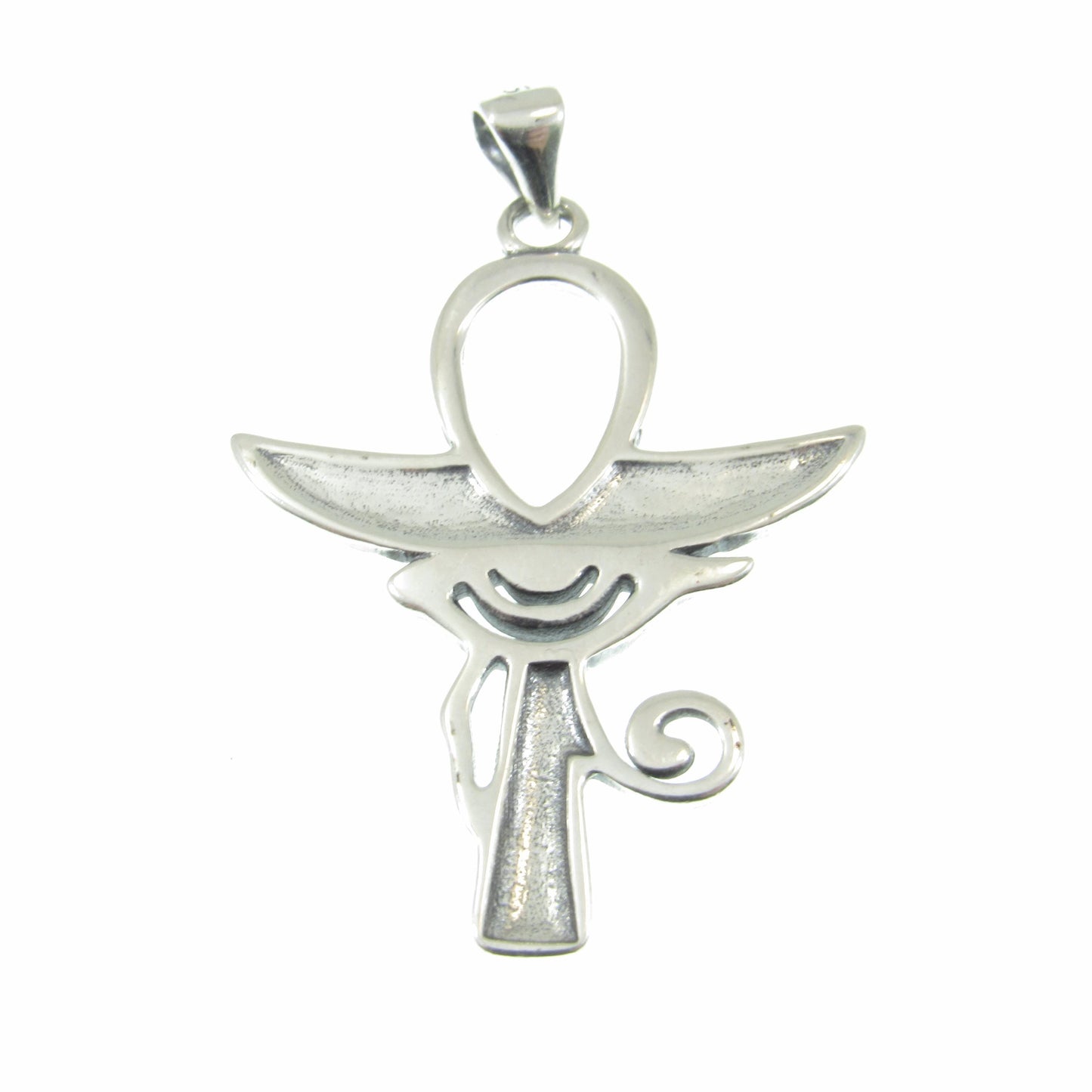Solid 925 Sterling Silver Egyptian Ankh & Eye of Horus Pendant, Handcrafted Cross, Crux Ansata Jewelry for Men or Women, Mythology Gift