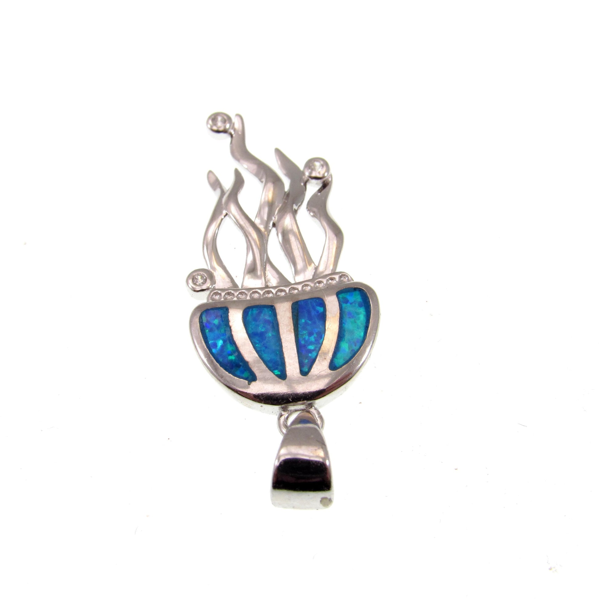 Solid 925 Sterling Silver Jellyfish Pendant, Blue or White Opal Gemstones, Handcrafted Sea Life Jewelry, Marine Ocean Nautical Charm