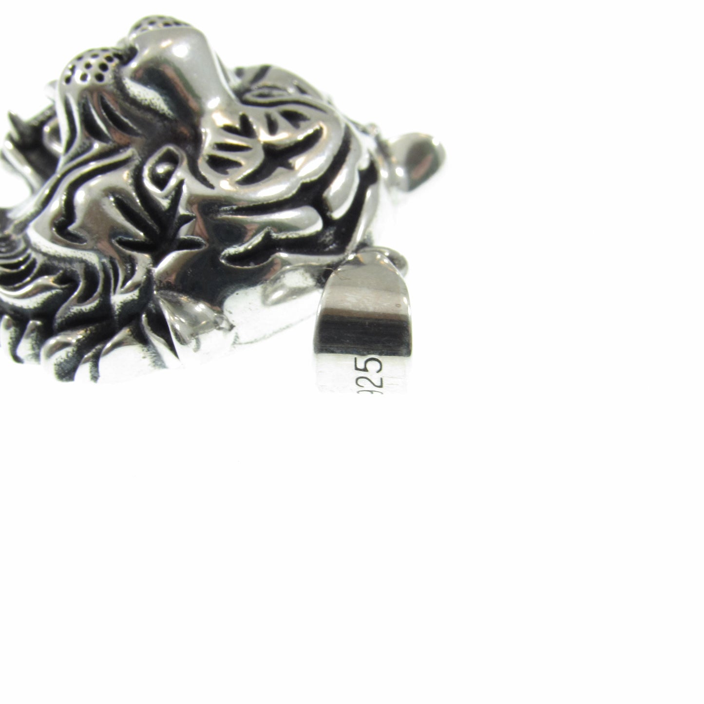 Solid 925 Sterling Silver Tiger Head Pendant, Spirit Animal Totem, Handcrafted Animal and Wildlife Jewelry Charm