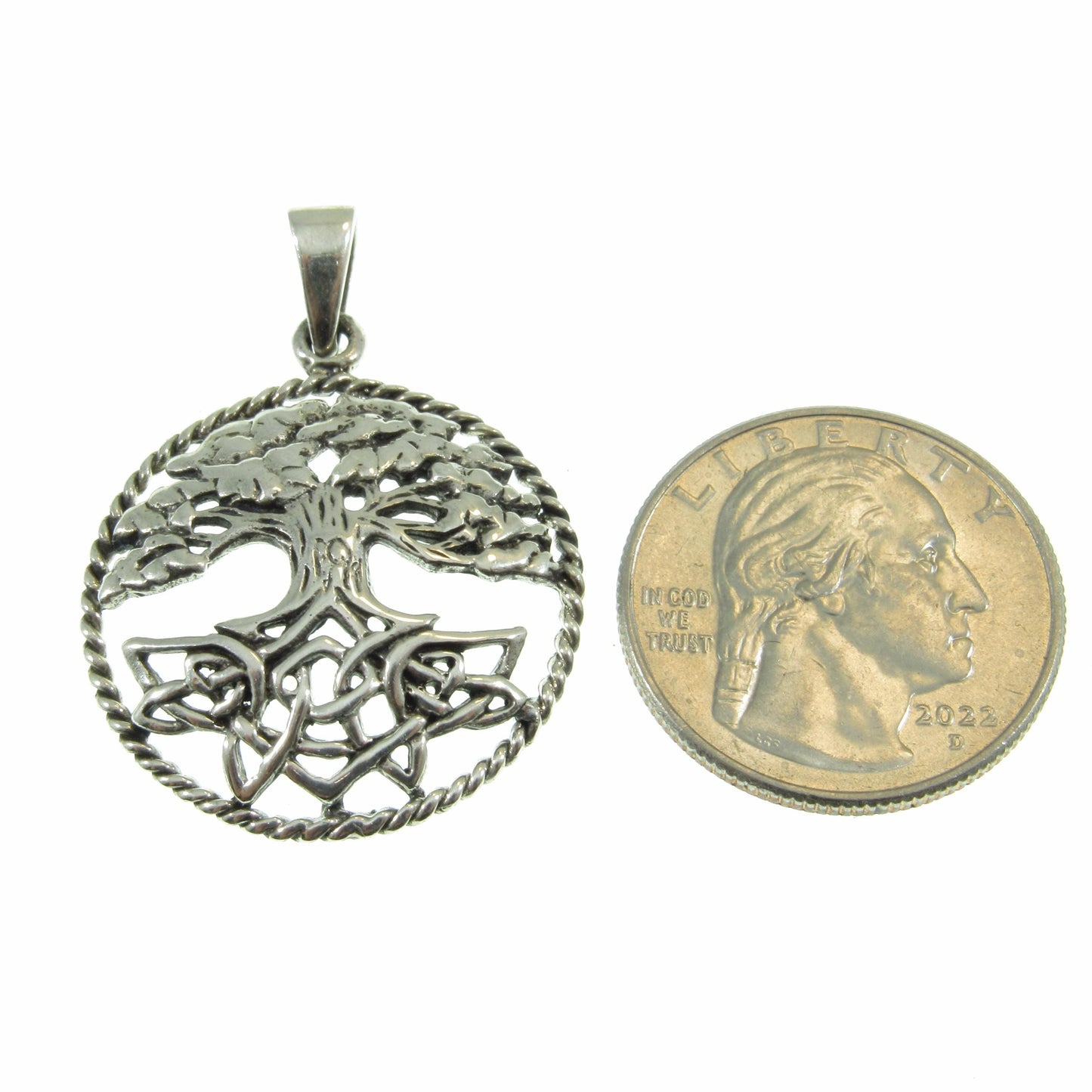 Solid 925 Sterling Silver Celtic Tree of Life Pendant, Handcrafted Yggdrasil Amulet, Braided Wreath Design, Yggdrasil Cycle of Life Amulet