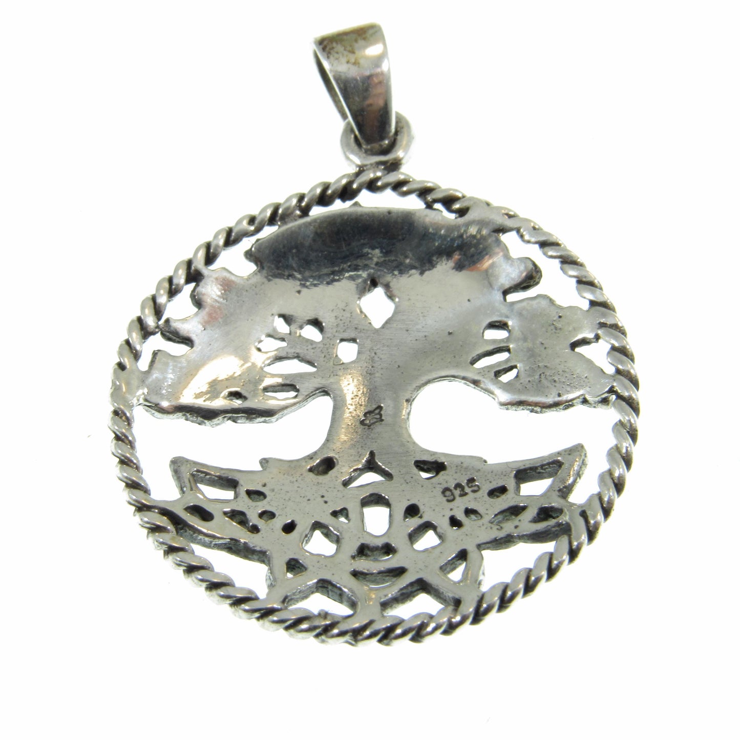 Solid 925 Sterling Silver Celtic Tree of Life Pendant, Handcrafted Yggdrasil Amulet, Braided Wreath Design, Yggdrasil Cycle of Life Amulet