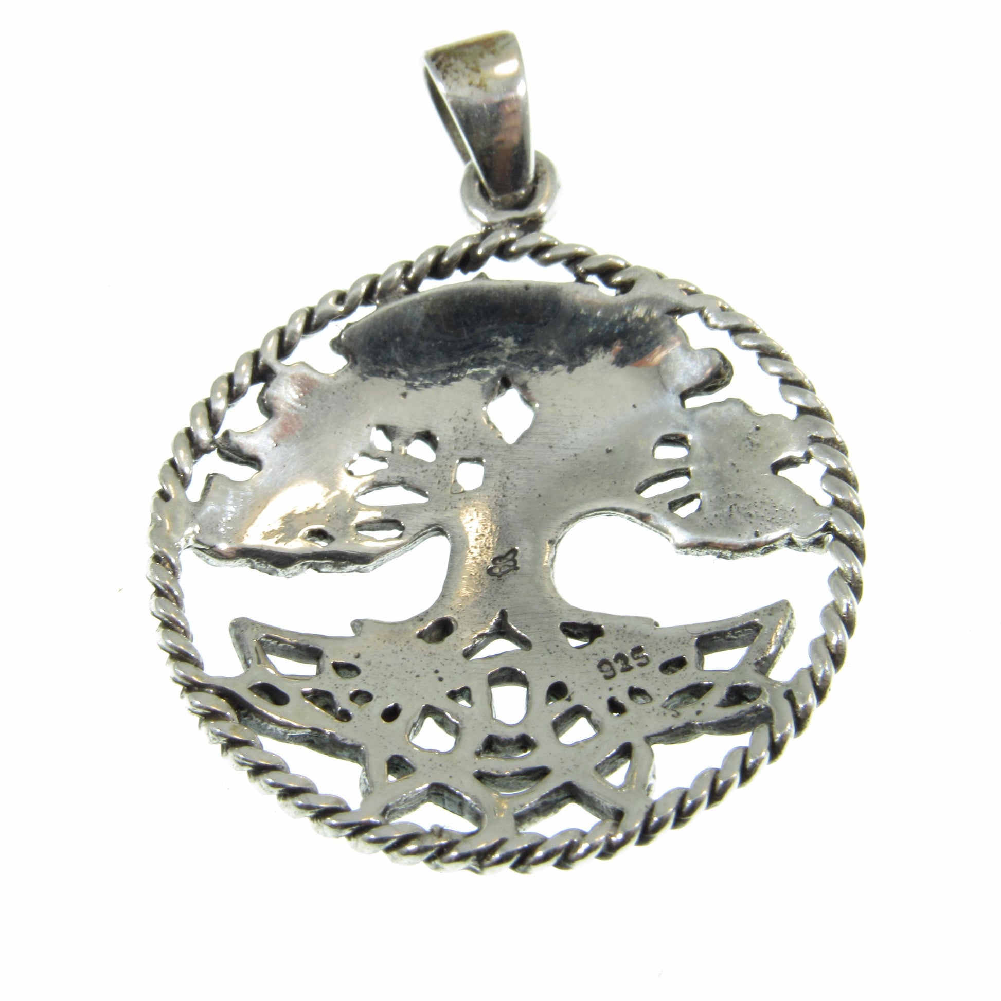 Solid 925 Sterling Silver Celtic Tree of Life Pendant, Handcrafted Yggdrasil Amulet, Braided Wreath Design, Yggdrasil Cycle of Life Amulet
