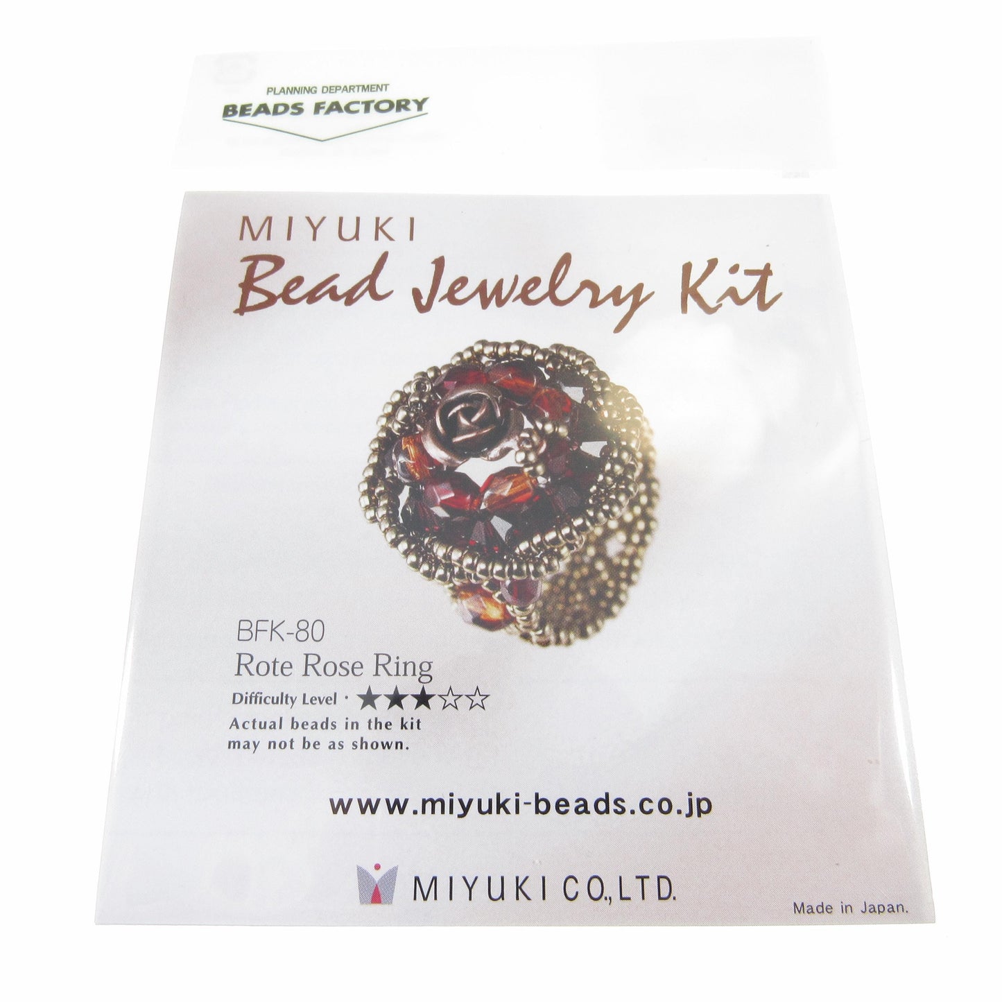Rote Rose Ring, Miyuki Bead Jewelry Making Kit, BFK-80, Difficulty Level 3/5, Japanese Seed Beads Project