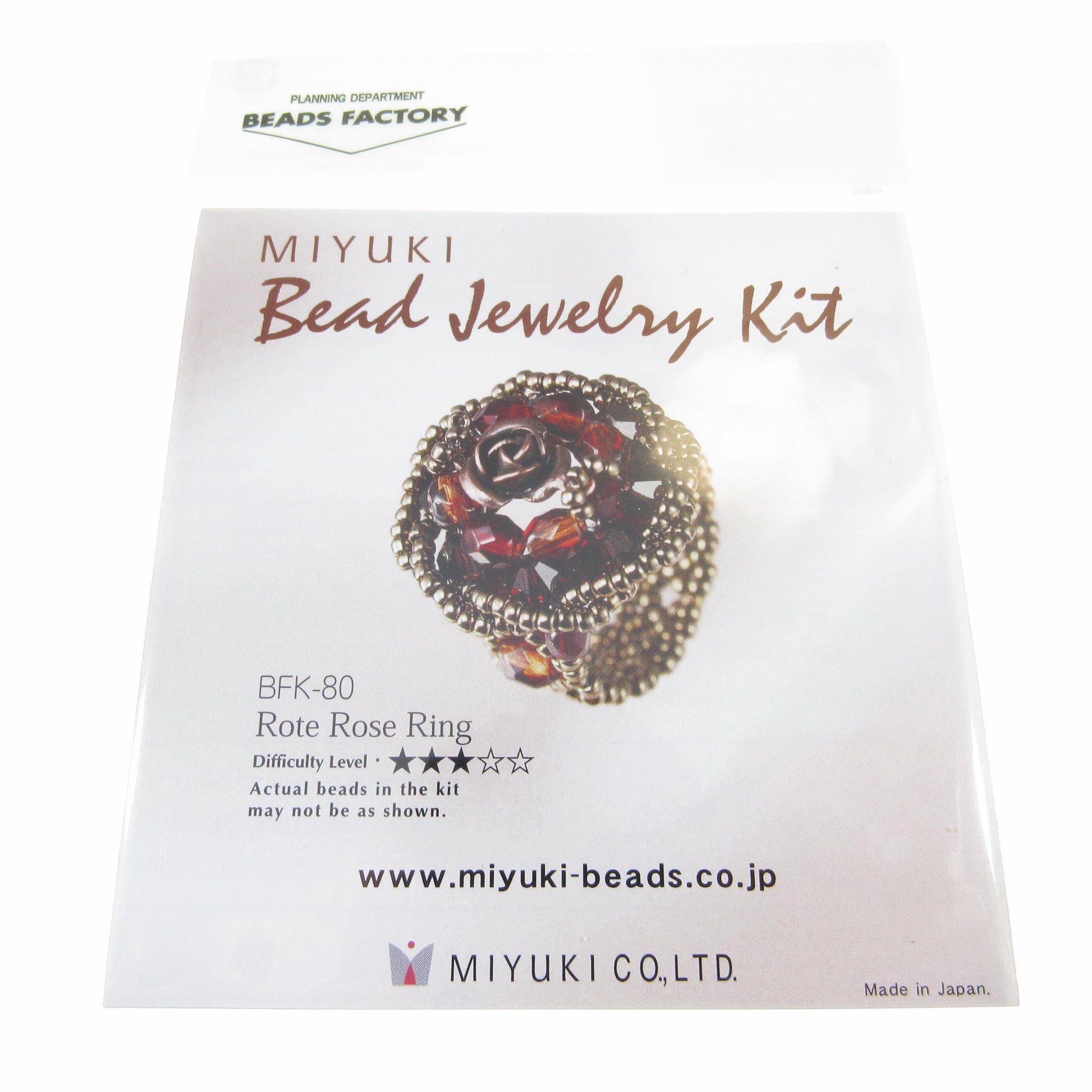 Miyuki Bead Jewelry Kit - Rote Rose Ring – Japanese Beading Craft Kit, Red Metallic Beadwork Ring, DIY Handmade Jewelry Project - BFK-80