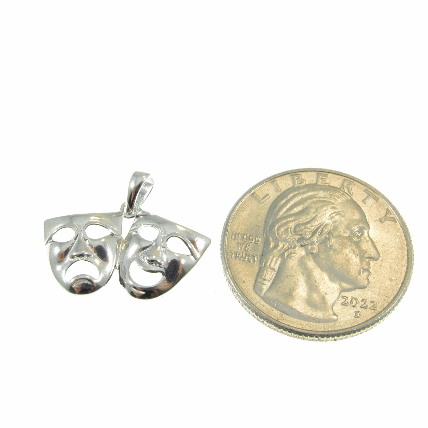 Solid 925 Sterling Silver Theater Mask Pendant, Classical Theatre Comedy & Tragedy Masks, Laughing and Sad Faces Jewelry Charm