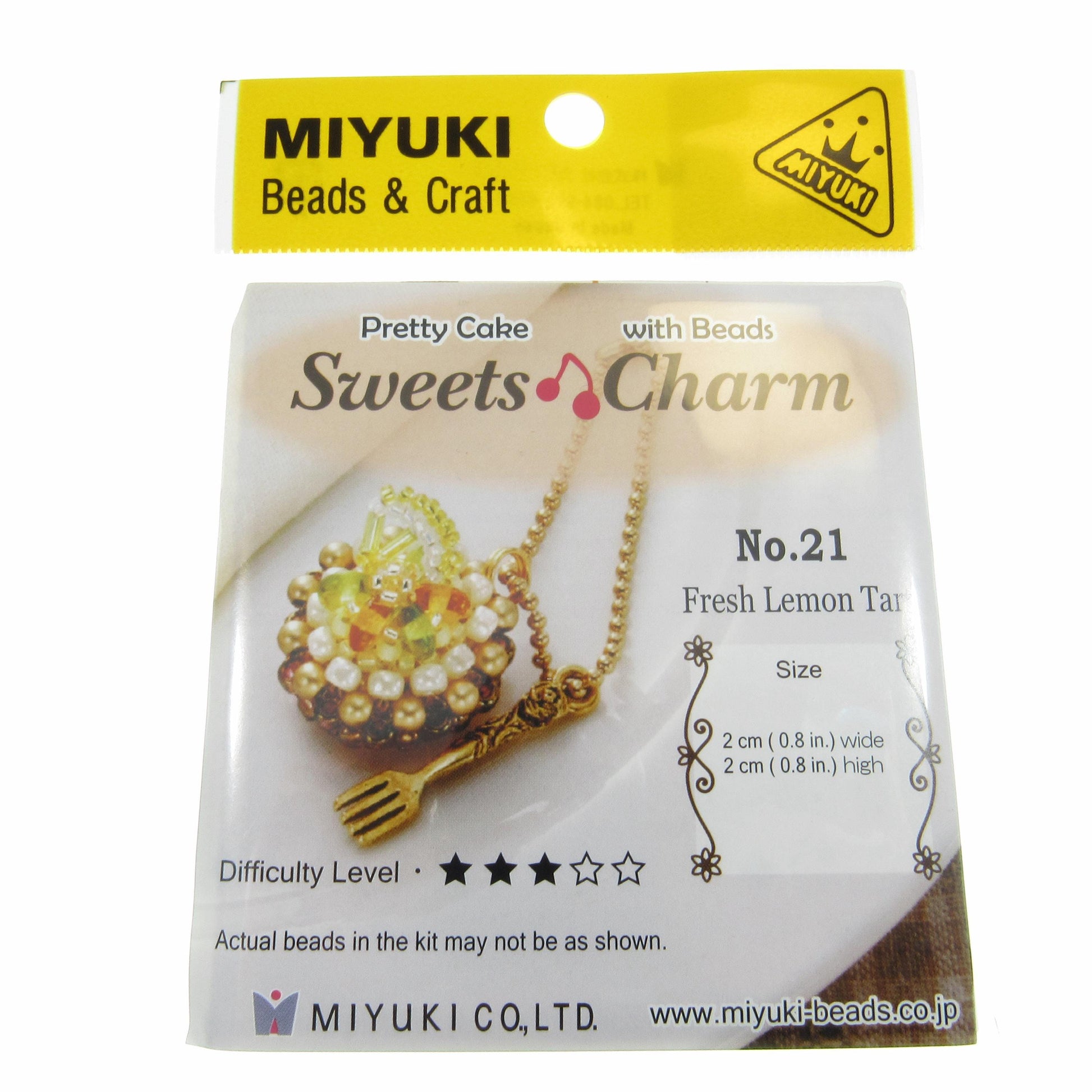 Fresh Lemon Tart Kit, Miyuki Bead Jewelry Making Kit, MAS-21, Sweet Treats Pretty Cake, Difficulty Level 3/5, Japanese Seed Beads Project