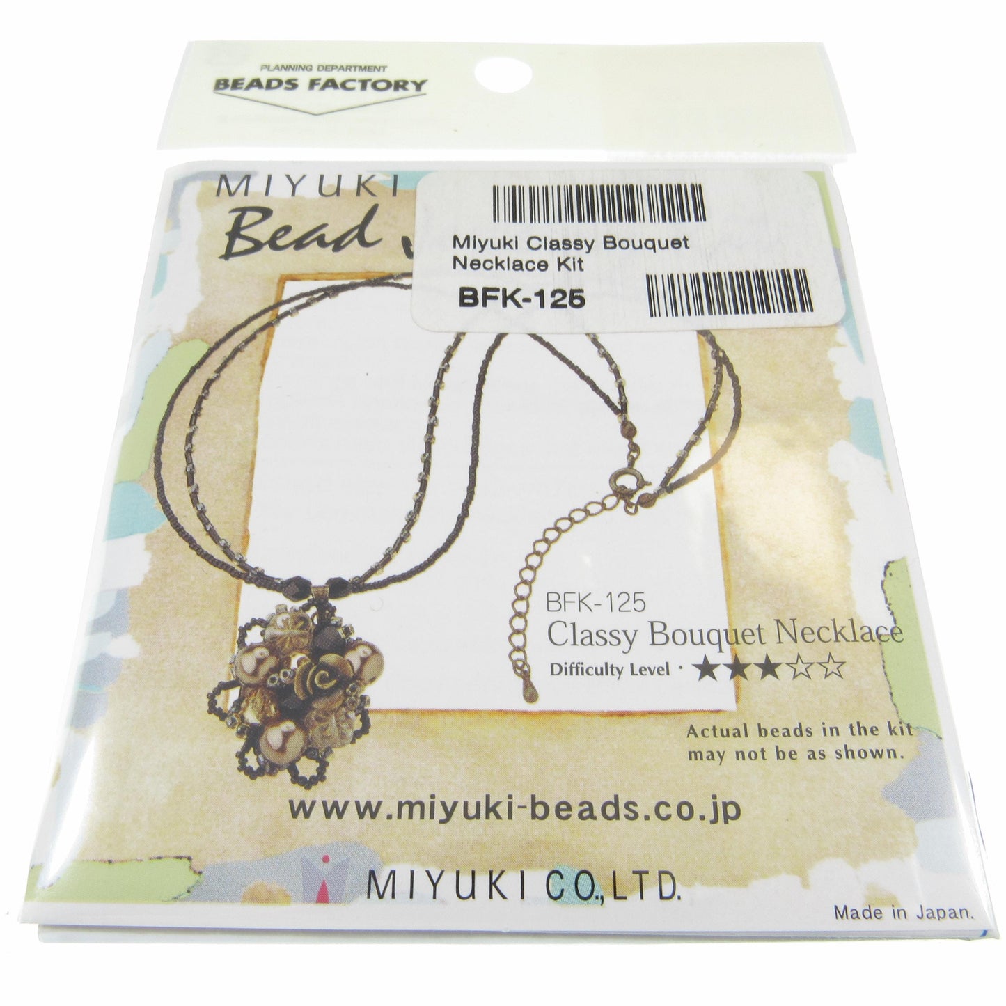 Classy Bouquet Necklace, Miyuki Bead Jewelry Making Kit, BFK-125, Difficulty Level 3/5, Japanese Seed Beads Project