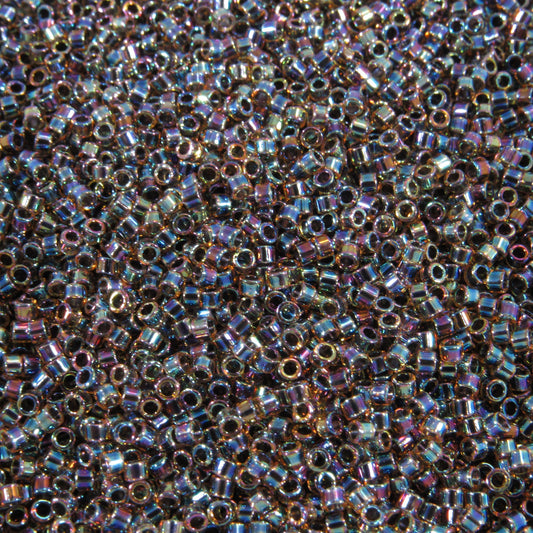 DB0089 11/0 Miyuki Blue Lined Light Topaz AB Delica Seed Beads, 5 Grams Tube, 25 Grams Bag DB89, DB-89 Japanese Glass Delicas for Jewelry