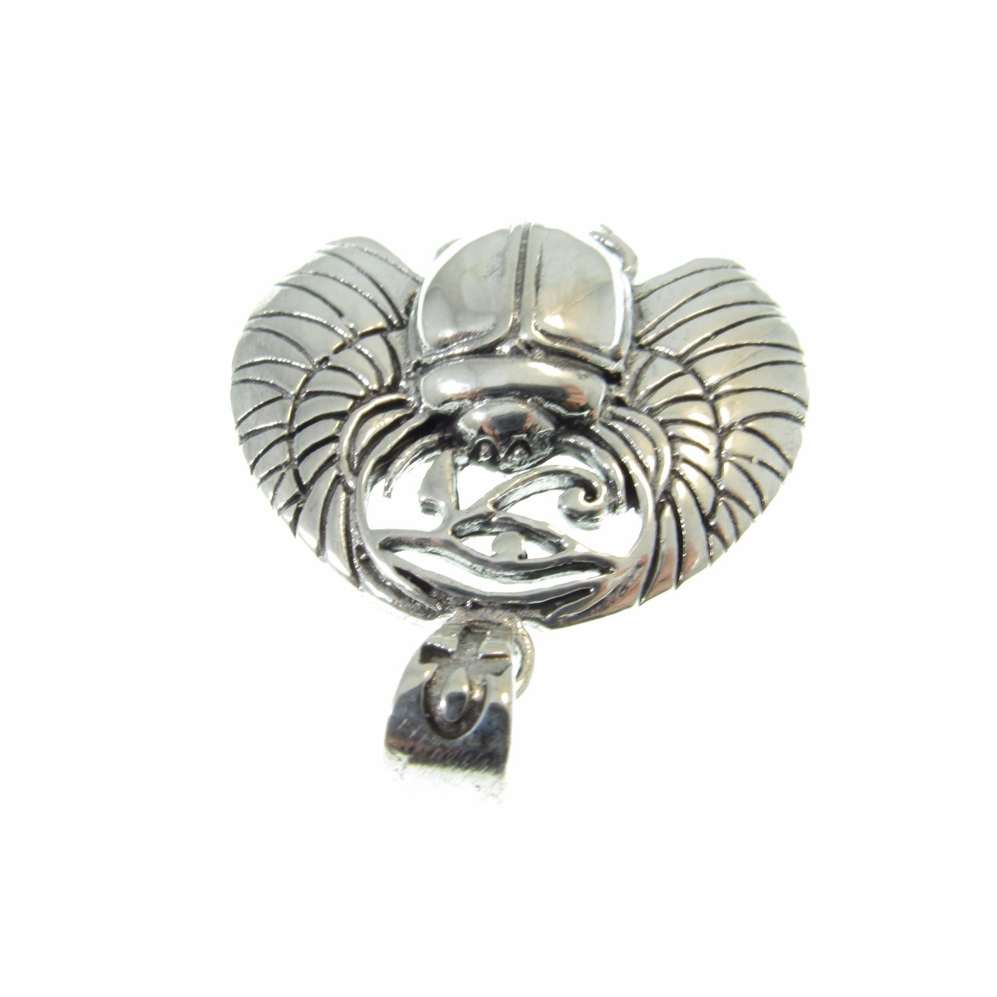 Solid 925 Sterling Silver Scarab Beetle Pendant – Handcrafted Egyptian Jewelry for Mysticcore & Occult Style – Protective Talisman Amulet
