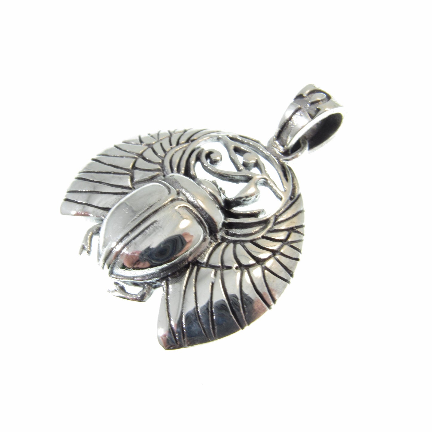 Solid 925 Sterling Silver Scarab Beetle Pendant – Handcrafted Egyptian Jewelry for Mysticcore & Occult Style – Protective Talisman Amulet