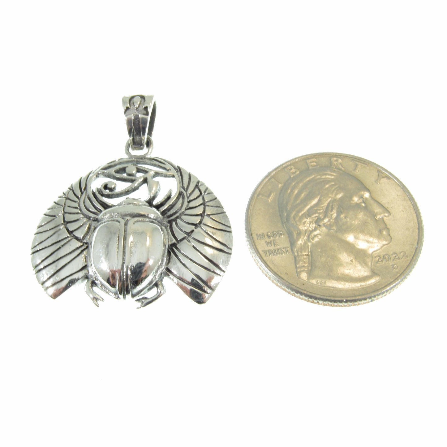 Solid 925 Sterling Silver Scarab Beetle Pendant – Handcrafted Egyptian Jewelry for Mysticcore & Occult Style – Protective Talisman Amulet