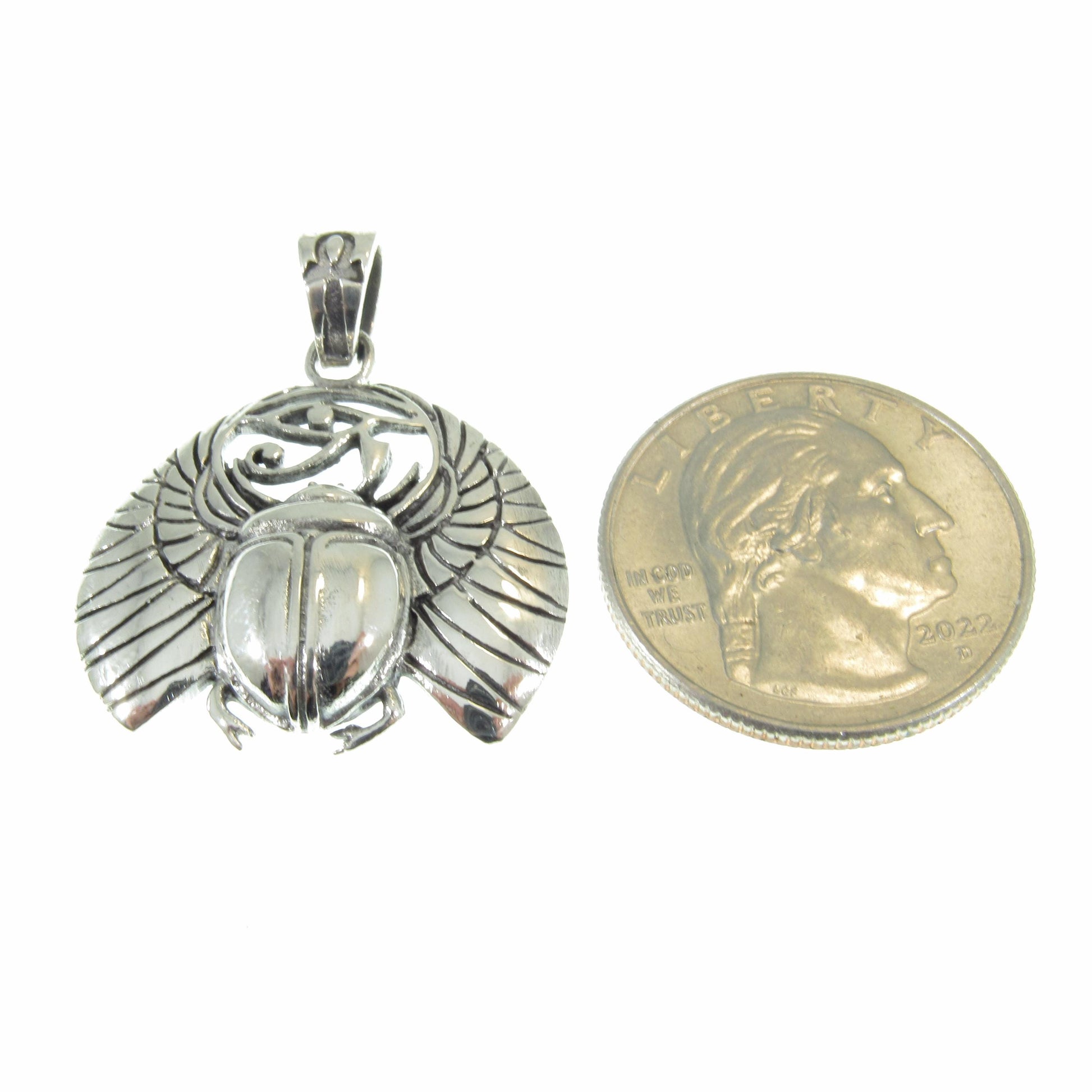 Solid 925 Sterling Silver Scarab Beetle Pendant – Handcrafted Egyptian Jewelry for Mysticcore & Occult Style – Protective Talisman Amulet