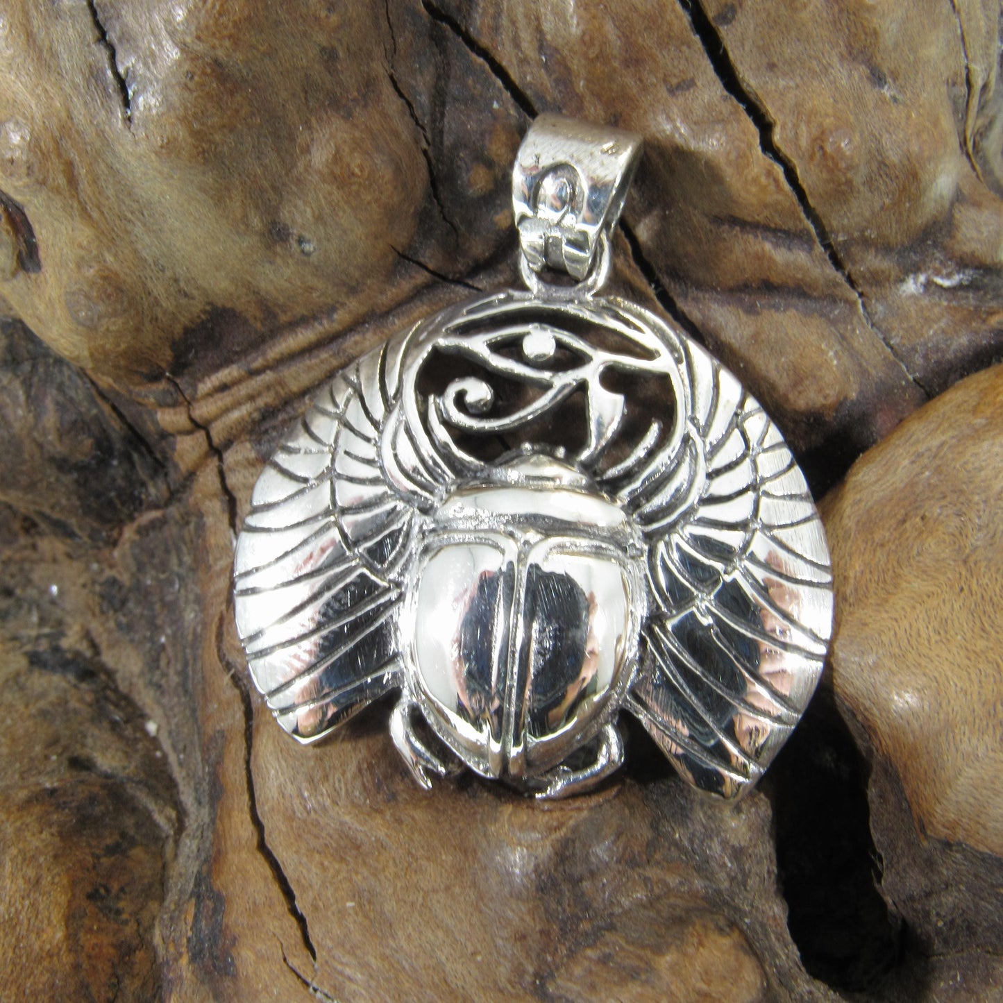 Solid 925 Sterling Silver Scarab Beetle Pendant – Handcrafted Egyptian Jewelry for Mysticcore & Occult Style – Protective Talisman Amulet