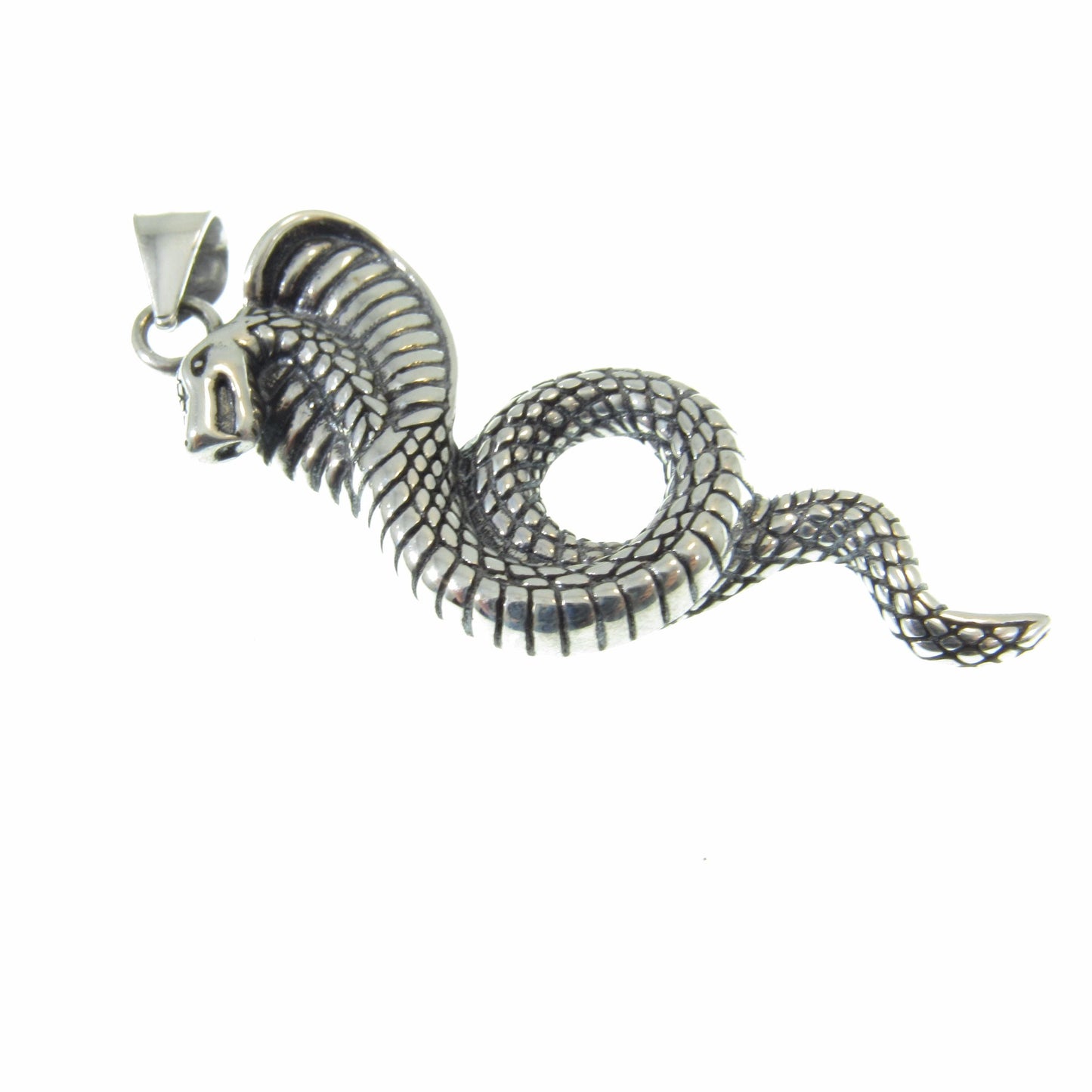 Solid 925 Sterling Silver Cobra Pendant - Mystical Serpent Charm - Symbol of Power & Protection Talisman - Edgy Statement Piece