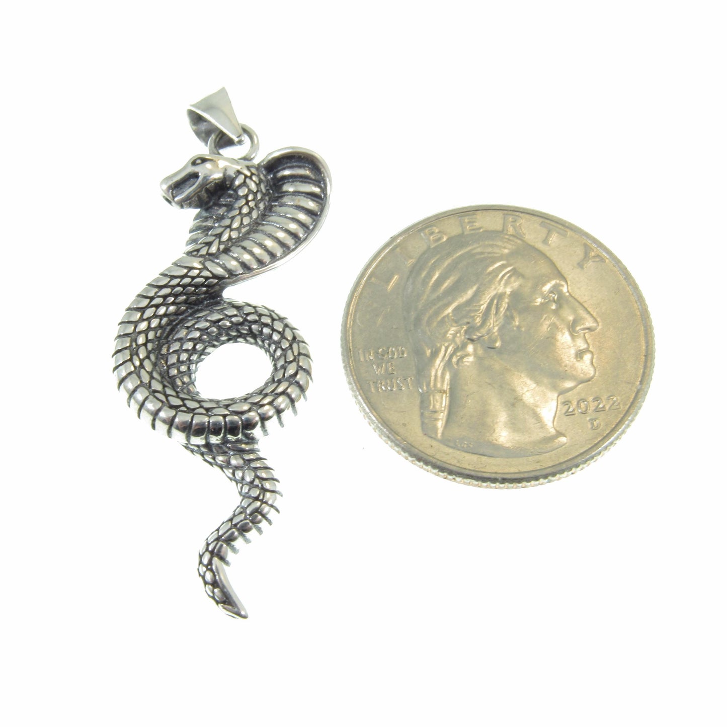 Solid 925 Sterling Silver Cobra Pendant - Mystical Serpent Charm - Symbol of Power & Protection Talisman - Edgy Statement Piece
