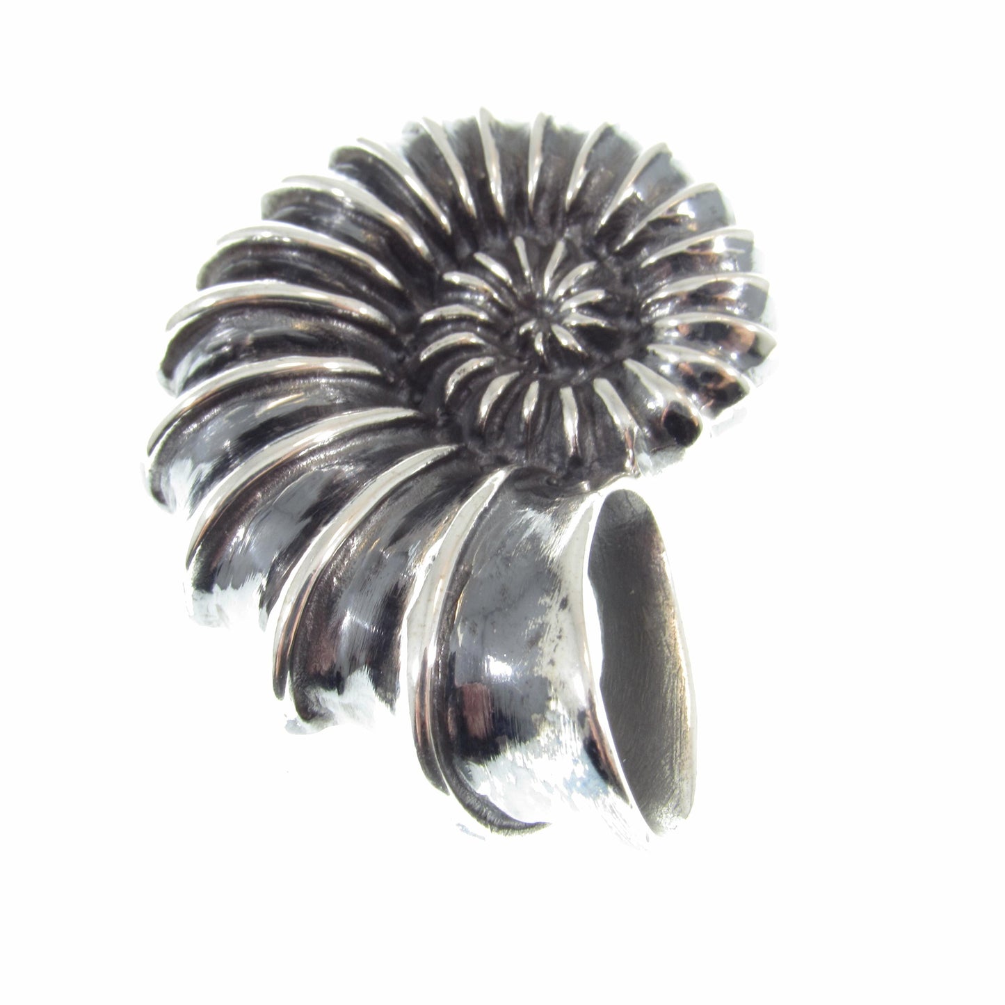 Solid 925 Sterling Silver Ammonite Fossil Pendant, Handcrafted Shaligram Shell, Spiral Slide Charm, Nature Jewelry, Gift for Men and Women