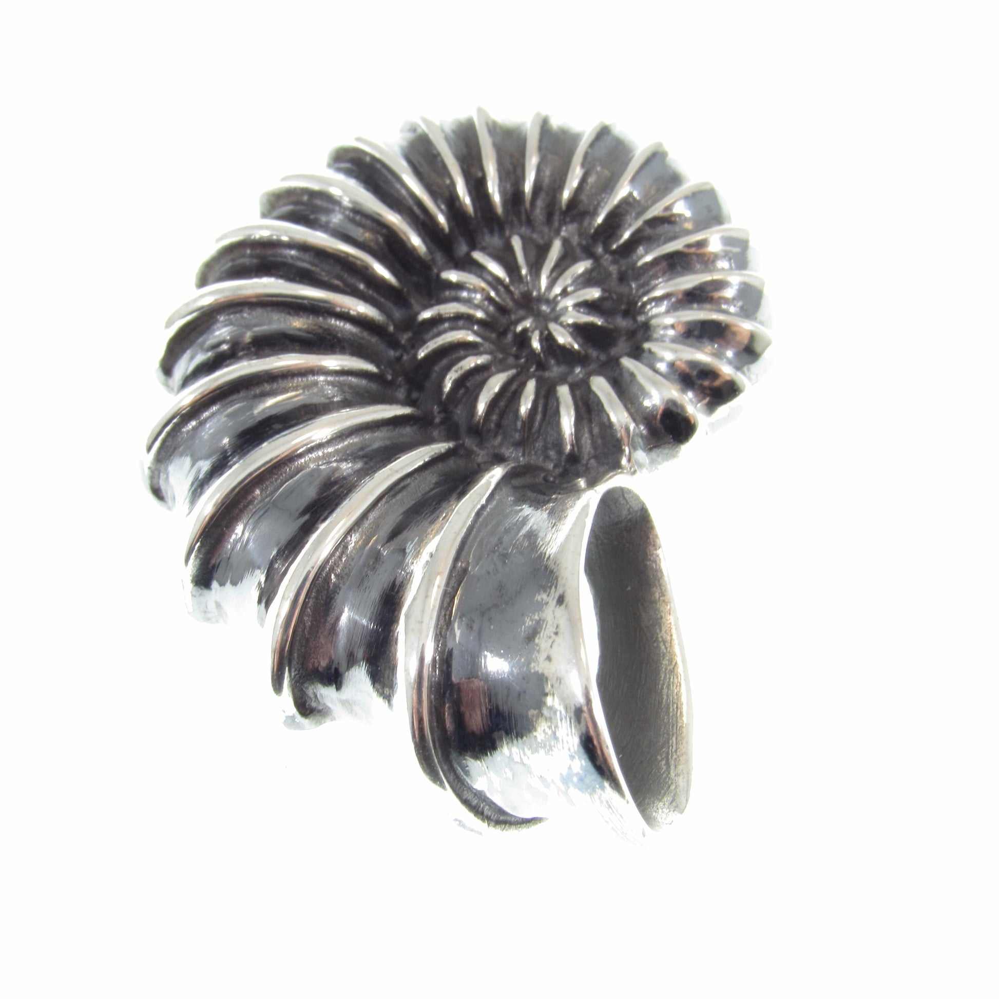Solid 925 Sterling Silver Ammonite Fossil Pendant, Handcrafted Shaligram Shell, Spiral Slide Charm, Nature Jewelry, Gift for Men and Women