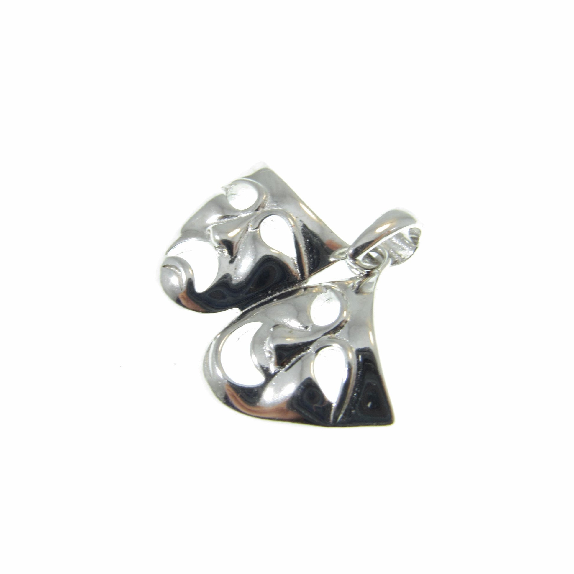 Solid 925 Sterling Silver Theater Mask Pendant, Classical Theatre Comedy & Tragedy Masks, Laughing and Sad Faces Jewelry Charm
