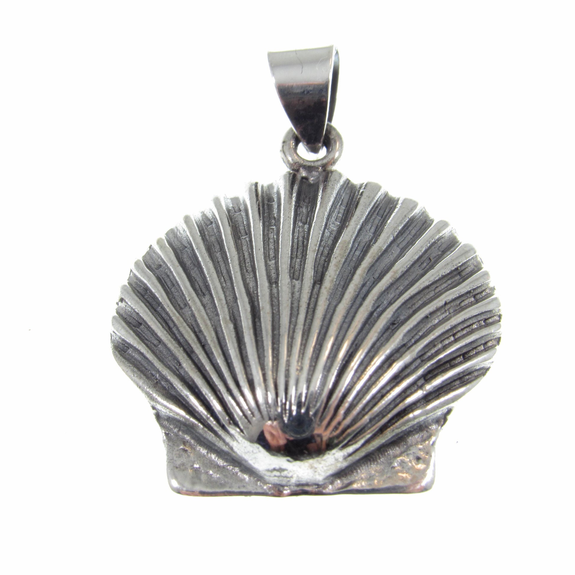 Solid 925 Sterling Silver Seashell Pendant - Clam Shell Scallop Charm - Handcrafted Nautical, Beach, Ocean, Coastal Sea Life Jewelry