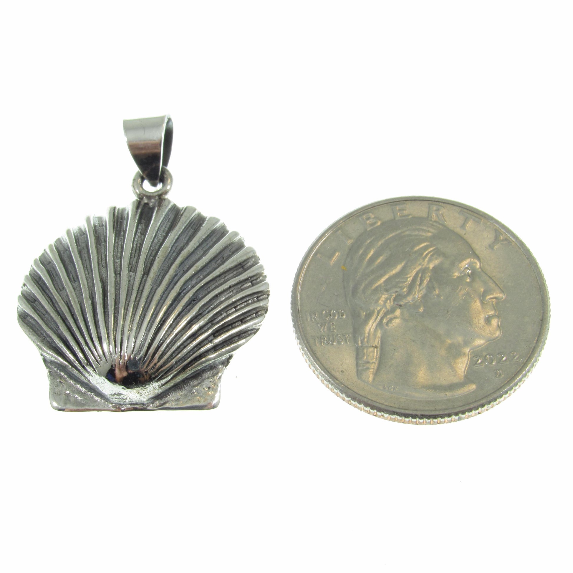 Solid 925 Sterling Silver Seashell Pendant - Clam Shell Scallop Charm - Handcrafted Nautical, Beach, Ocean, Coastal Sea Life Jewelry