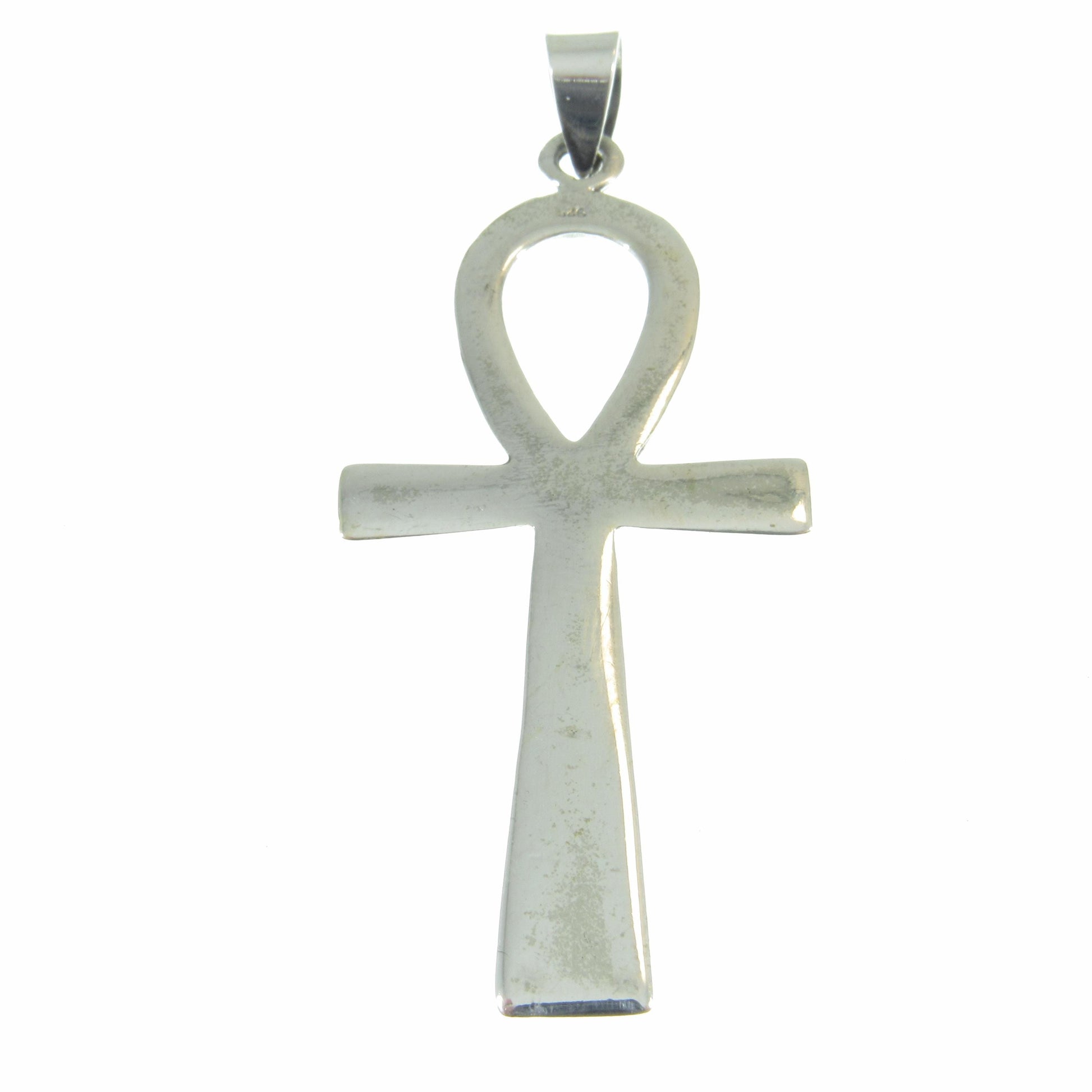 Large Solid 925 Sterling Silver Egyptian Ankh, Crux Ansata Cross, Handcrafted Egyptian Jewelry, Key of Life Pendant for Men