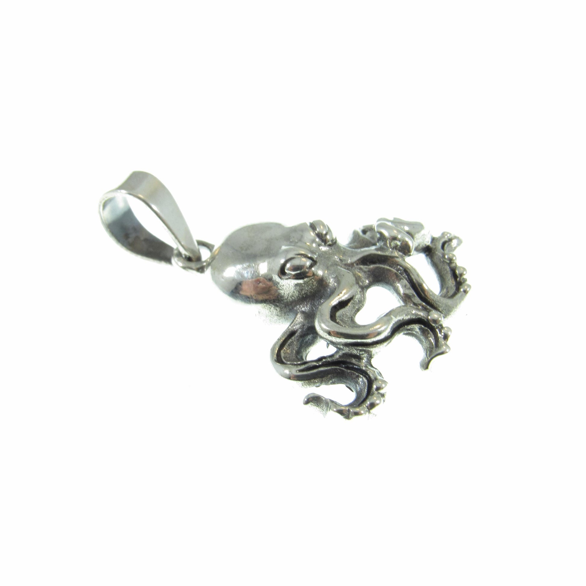Solid 925 Sterling Silver Octopus Pendant with Tentacles, Unique Handcrafted Mythical Sea Life Jewelry Charm, Ocean and Nautical Gift