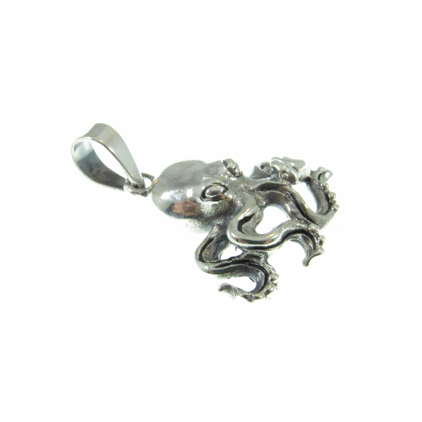 Solid 925 Sterling Silver Octopus Pendant with Tentacles, Unique Handcrafted Mythical Sea Life Jewelry Charm, Ocean and Nautical Gift