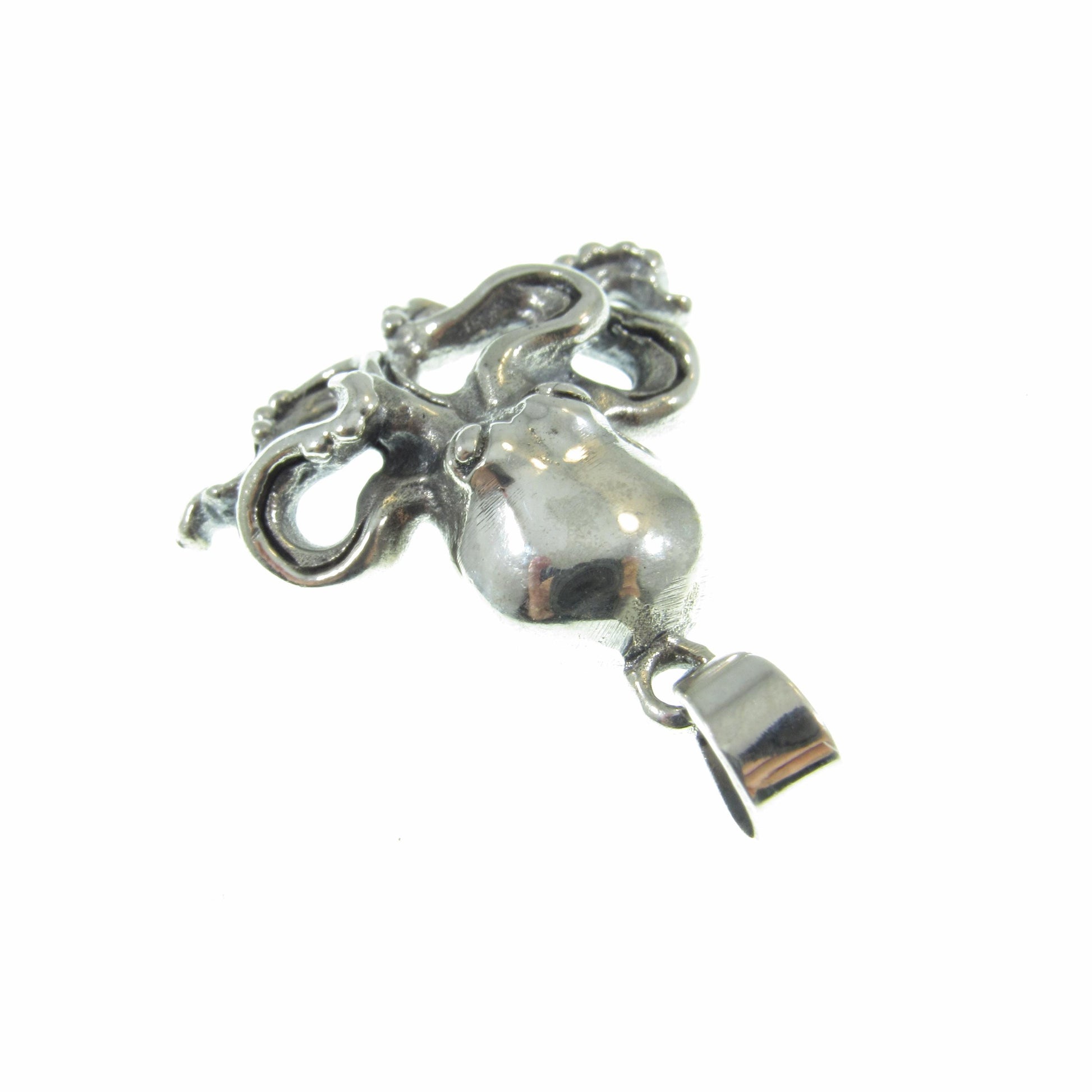 Solid 925 Sterling Silver Octopus Pendant with Tentacles, Unique Handcrafted Mythical Sea Life Jewelry Charm, Ocean and Nautical Gift