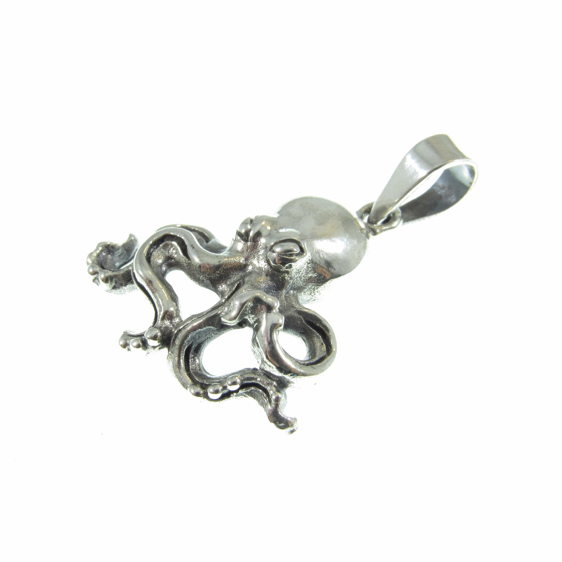 Solid 925 Sterling Silver Octopus Pendant with Tentacles, Unique Handcrafted Mythical Sea Life Jewelry Charm, Ocean and Nautical Gift