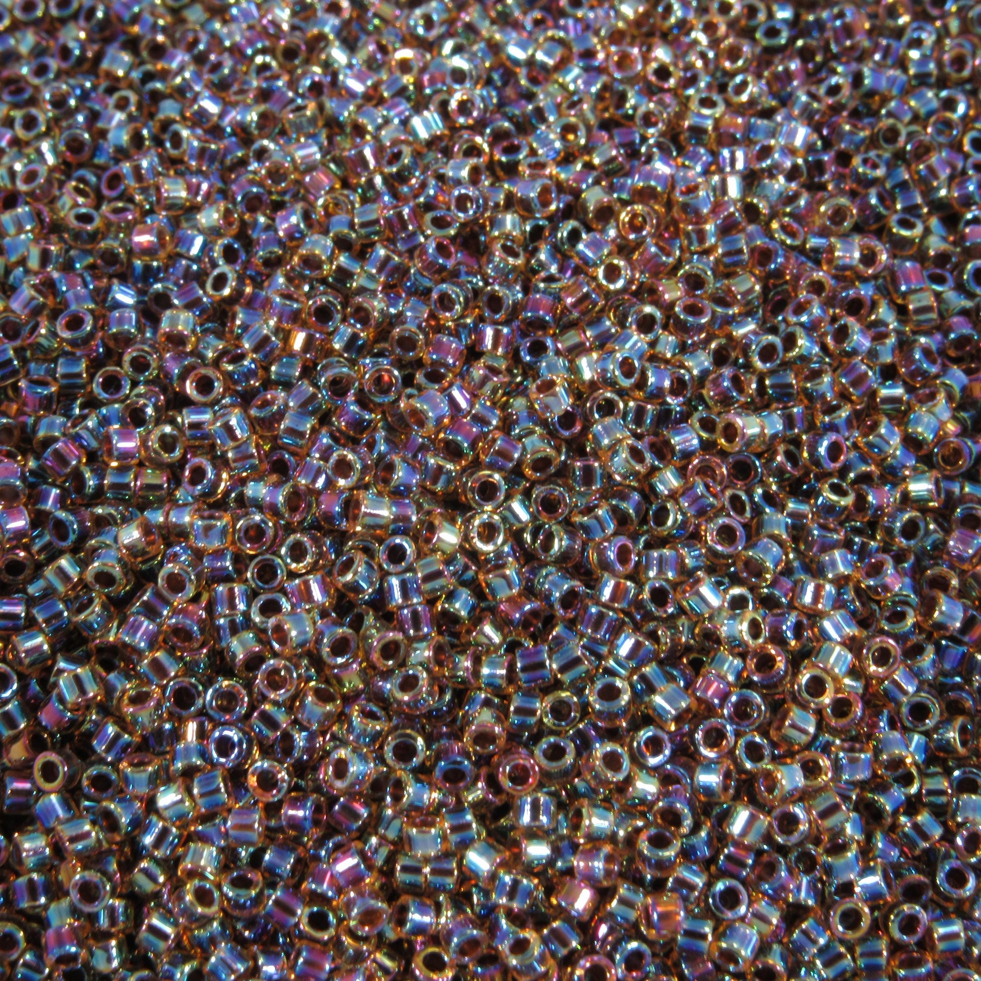 DB0087 11/0 Miyuki Root Beer Lined Light Topaz AB Delica Seed Beads, 5 Grams Tube, 25 Grams Bag DB87, DB-87 Japanese Glass Delicas