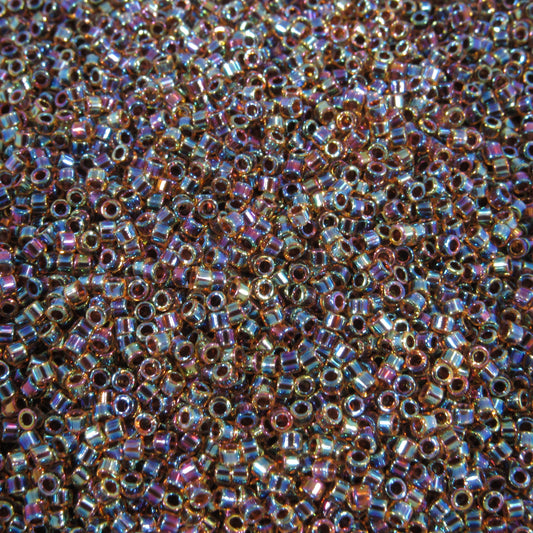 DB0087 11/0 Miyuki Root Beer Lined Light Topaz AB Delica Seed Beads, 5 Grams Tube, 25 Grams Bag DB87, DB-87 Japanese Glass Delicas