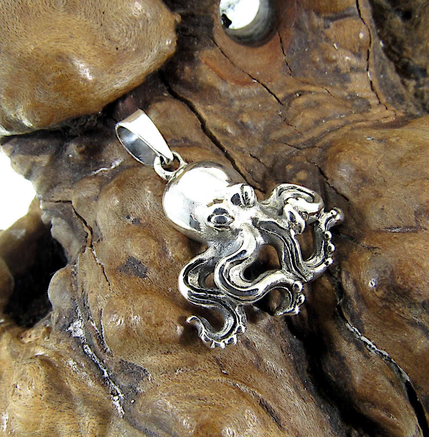 Solid 925 Sterling Silver Octopus Pendant with Tentacles, Unique Handcrafted Mythical Sea Life Jewelry Charm, Ocean and Nautical Gift