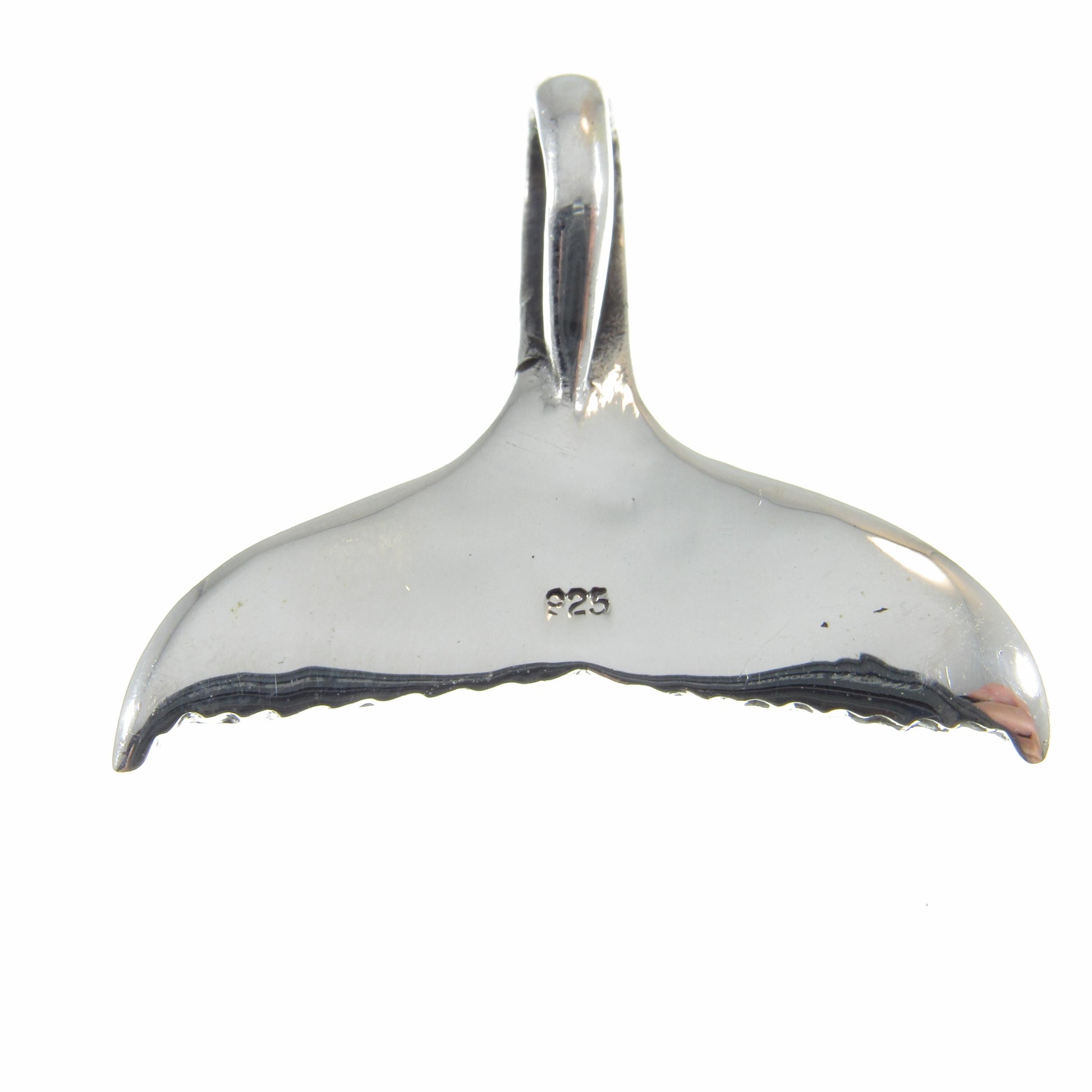 Solid 925 Sterling Silver 3D Whale Tail Slide Pendant - Handcrafted Nautical Jewelry Charm - Unique Design - Ocean & Sea Lover's Gift Idea
