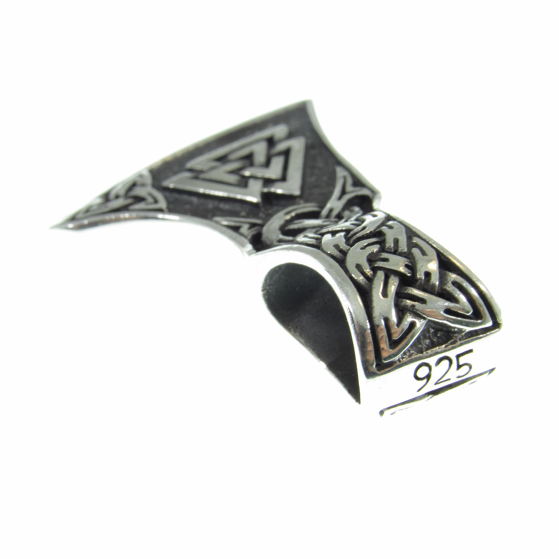 Solid 925 Sterling Silver Mens Thor's Hammer Mjollnir Slide Pendant - Norse Amulet with Valknut Symbol - Celtic Jewelry - Infinity Knotwork