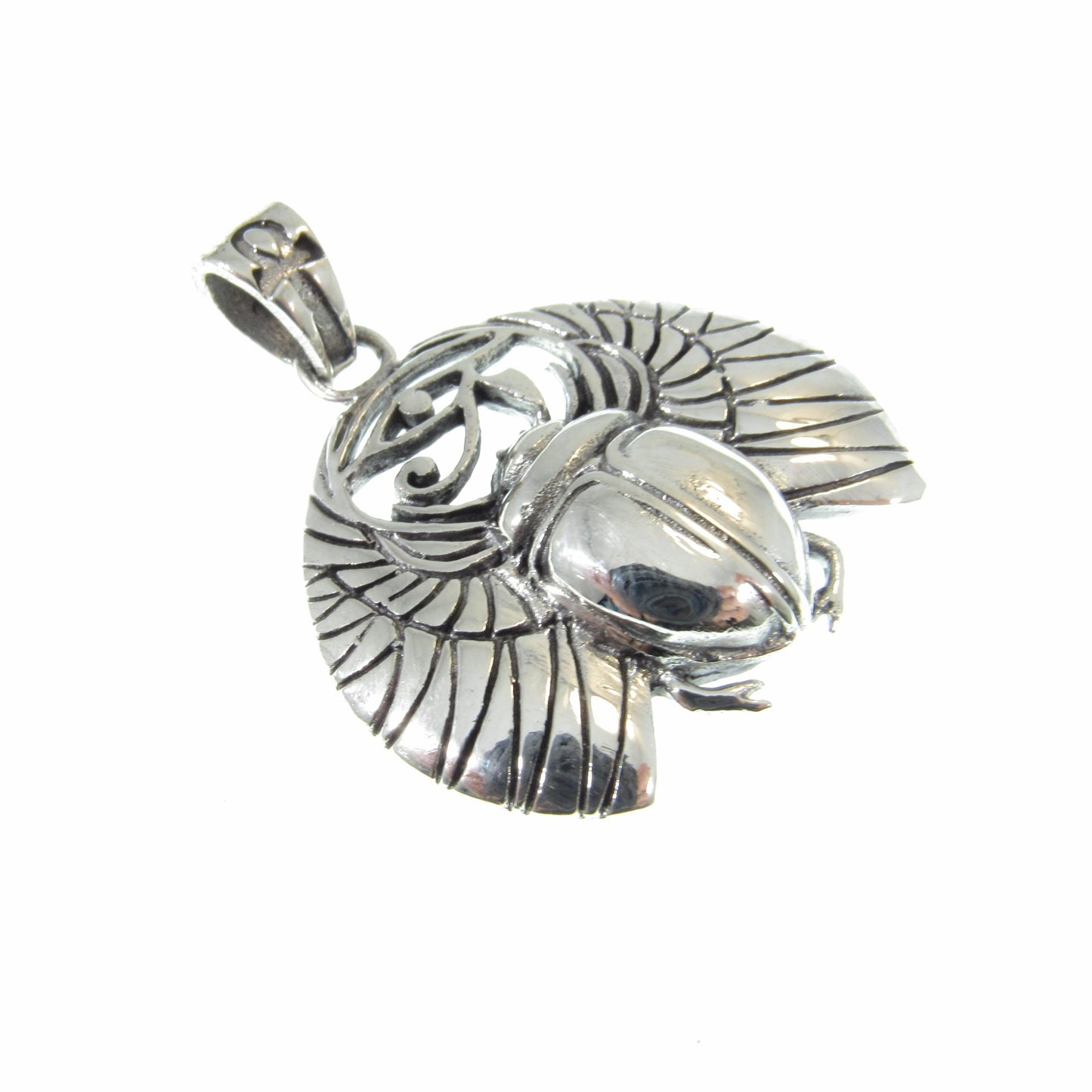 Solid 925 Sterling Silver Scarab Beetle Pendant – Handcrafted Egyptian Jewelry for Mysticcore & Occult Style – Protective Talisman Amulet