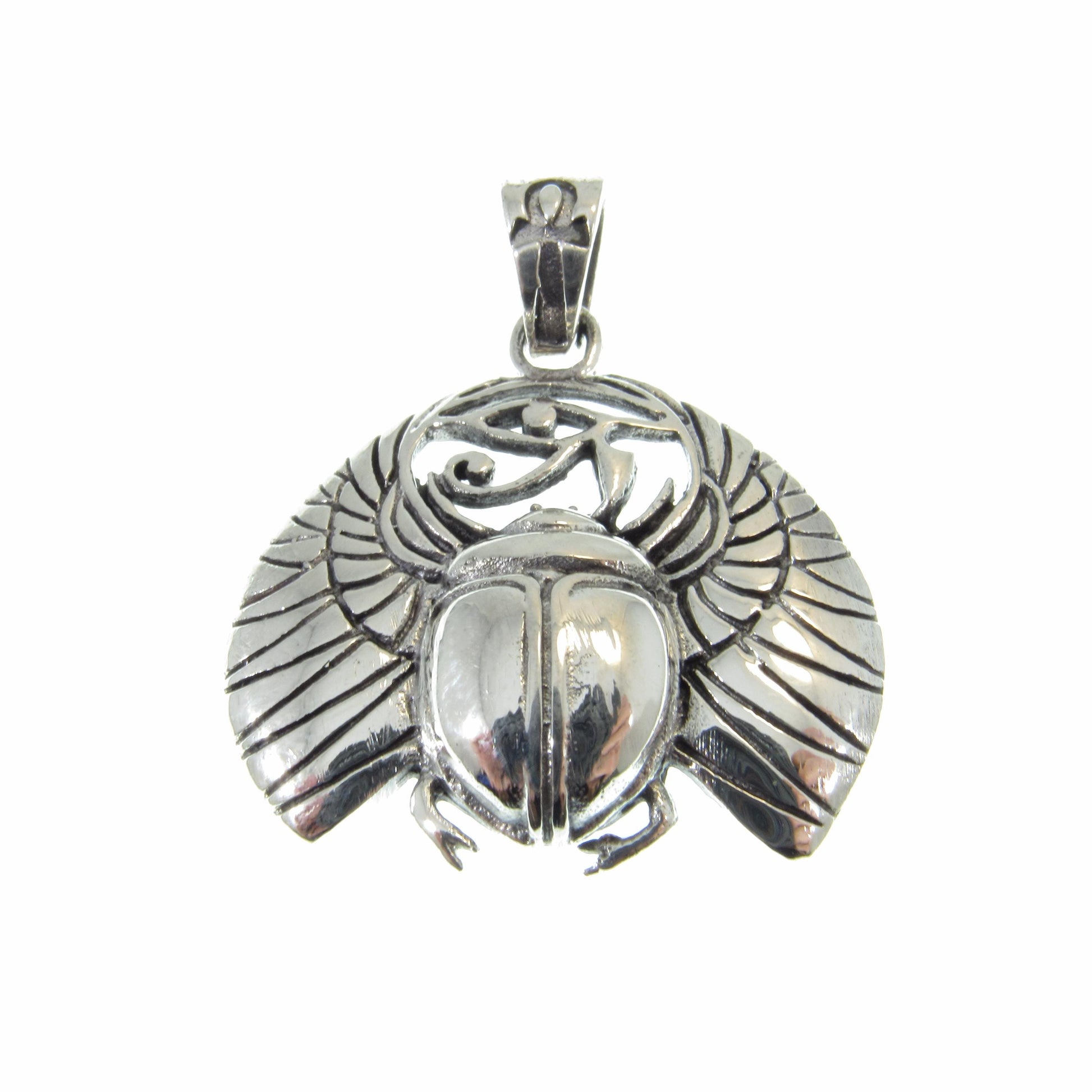 Solid 925 Sterling Silver Scarab Beetle Pendant – Handcrafted Egyptian Jewelry for Mysticcore & Occult Style – Protective Talisman Amulet
