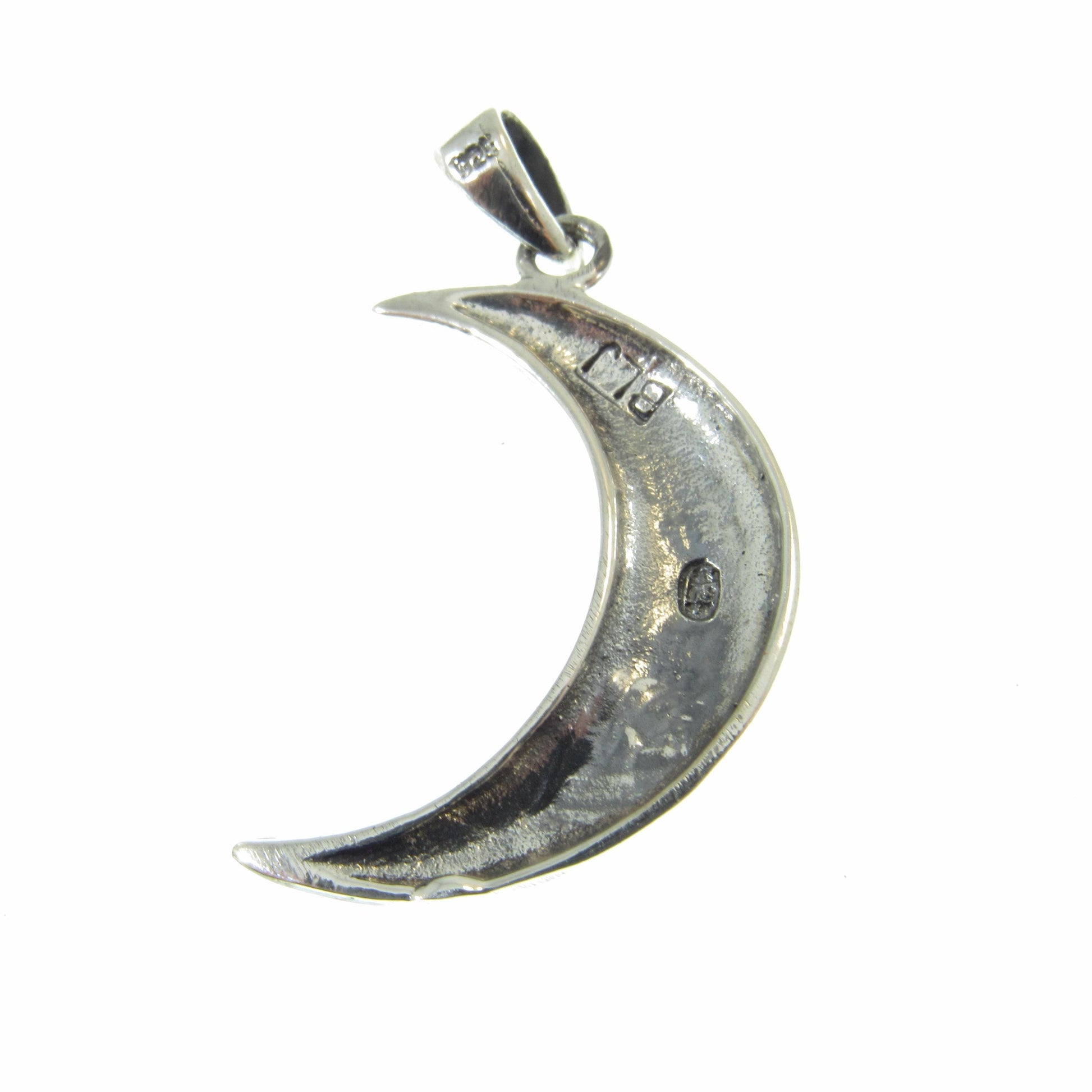 Solid 925 Sterling Silver Crescent Moon Pendant - Celtic Knotwork Charm - Mystical Jewelry - Wicca Pagan Interest - Spiral Goddess Symbol