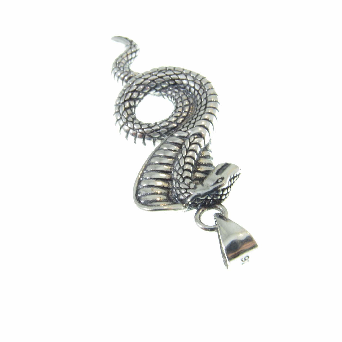 Solid 925 Sterling Silver Cobra Pendant - Mystical Serpent Charm - Symbol of Power & Protection Talisman - Edgy Statement Piece