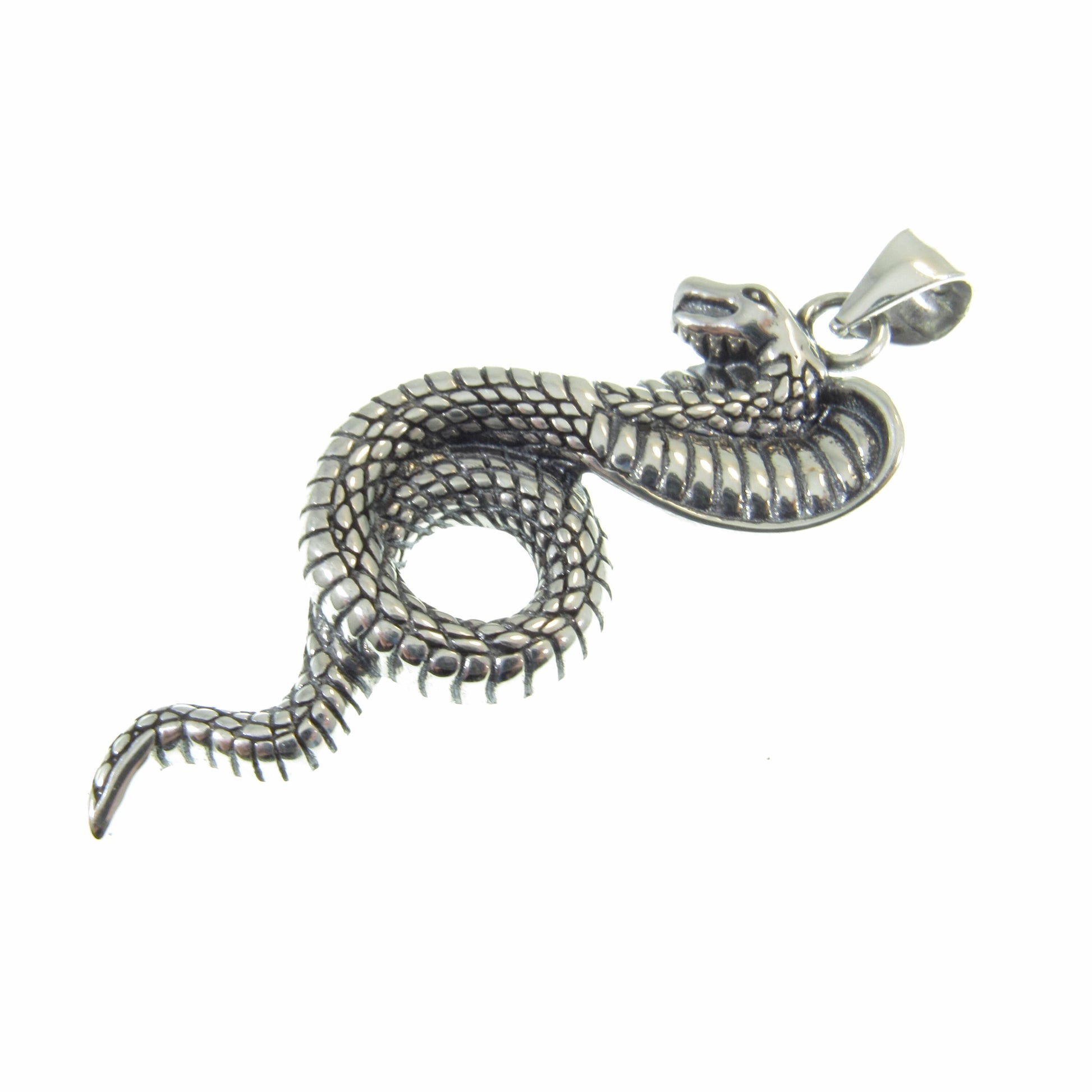 Solid 925 Sterling Silver Cobra Pendant - Mystical Serpent Charm - Symbol of Power & Protection Talisman - Edgy Statement Piece