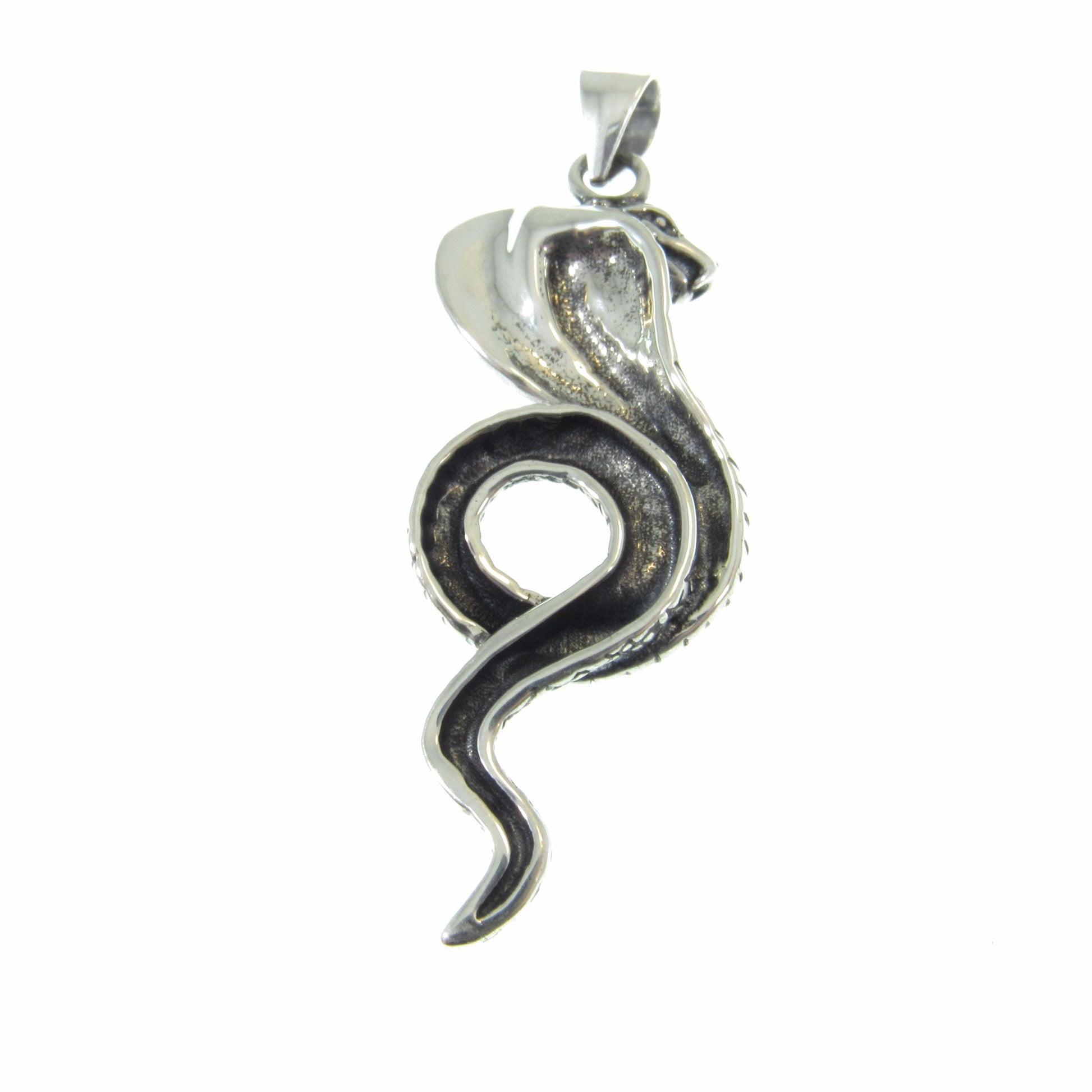 Solid 925 Sterling Silver Cobra Pendant - Mystical Serpent Charm - Symbol of Power & Protection Talisman - Edgy Statement Piece