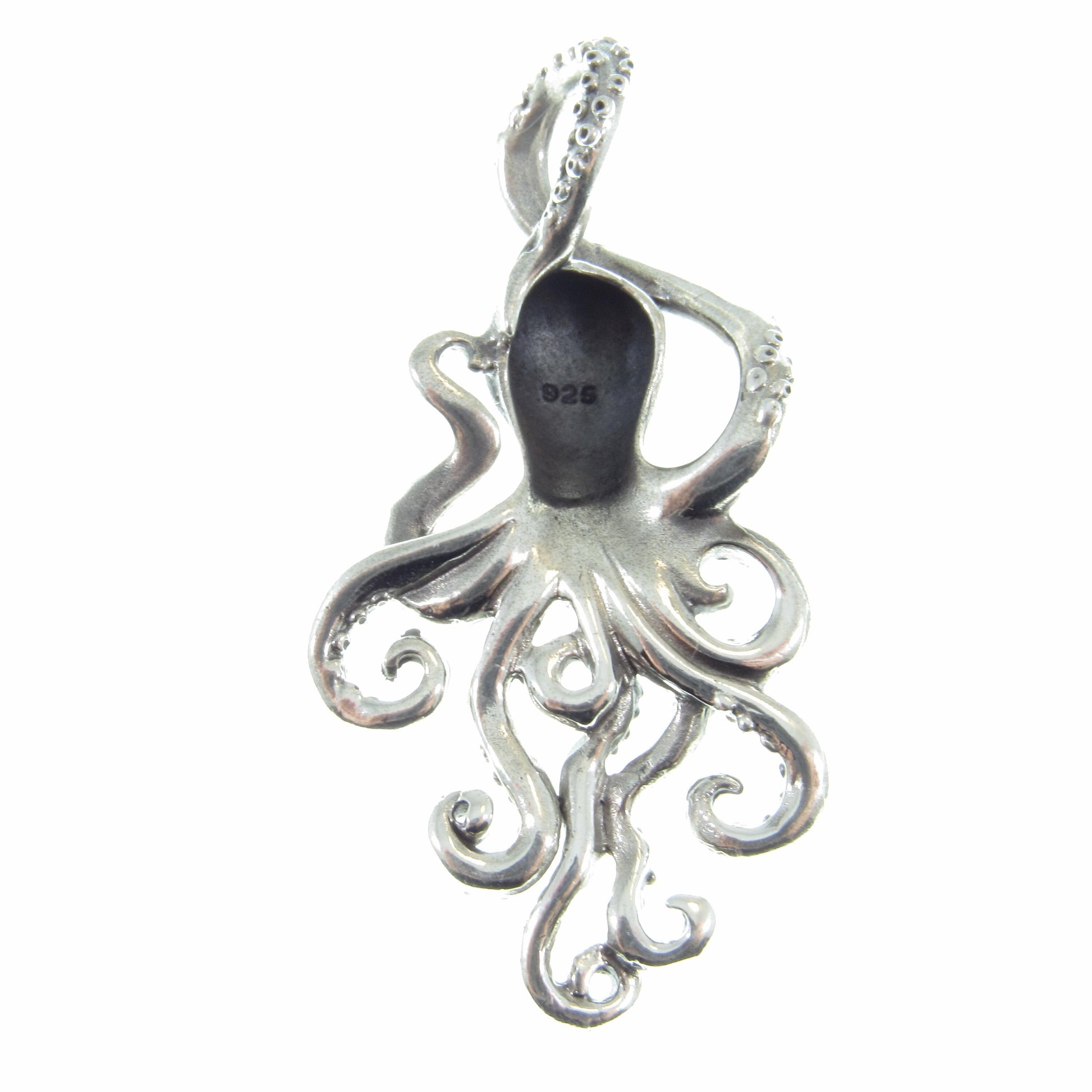 Large Solid 925 Sterling Silver Octopus Slide Pendant – Handcrafted Nautical Jewelry – Ocean Lover Statement Piece – Kraken Sea Life Gift