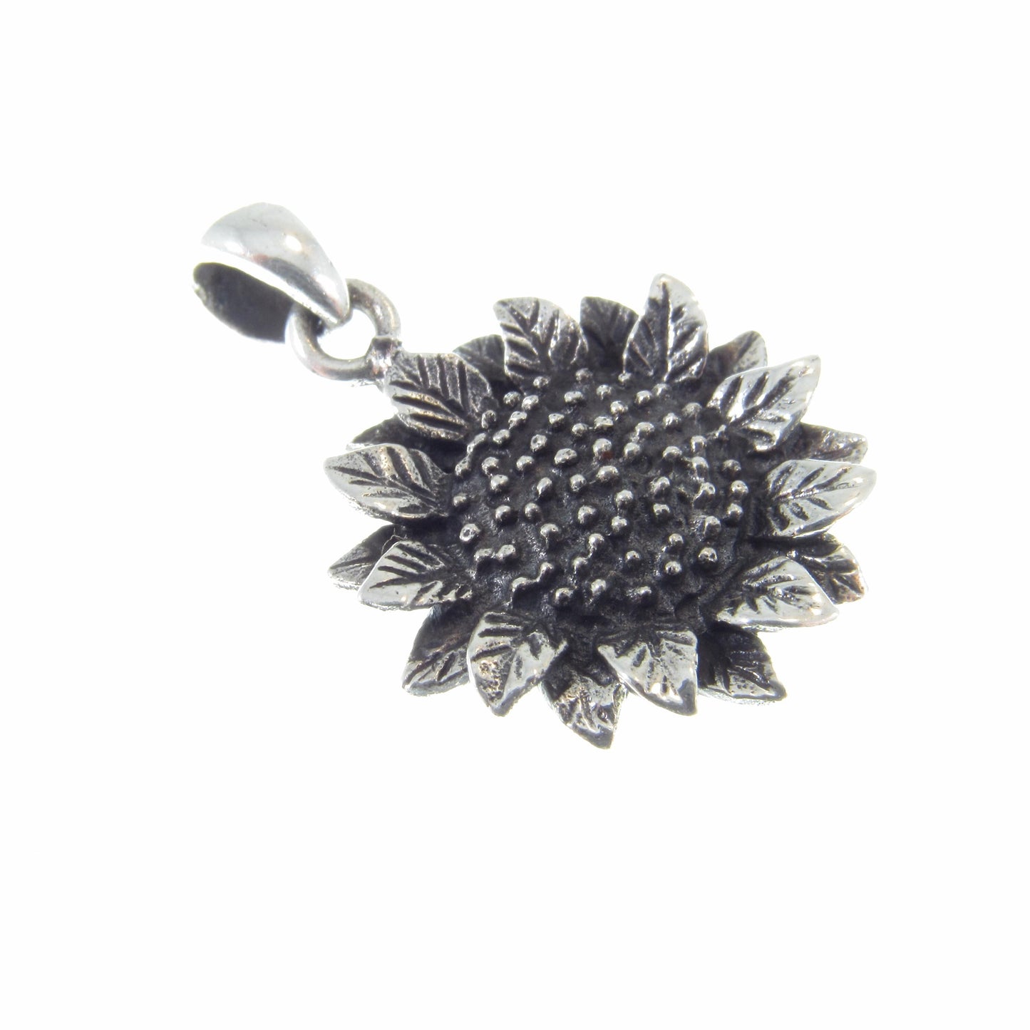 Solid Sterling Silver Sunflower Pendant – Handcrafted Floral Jewelry – Nature-Inspired Charm – Boho Botanical Sunflower – Flower Lover Gift