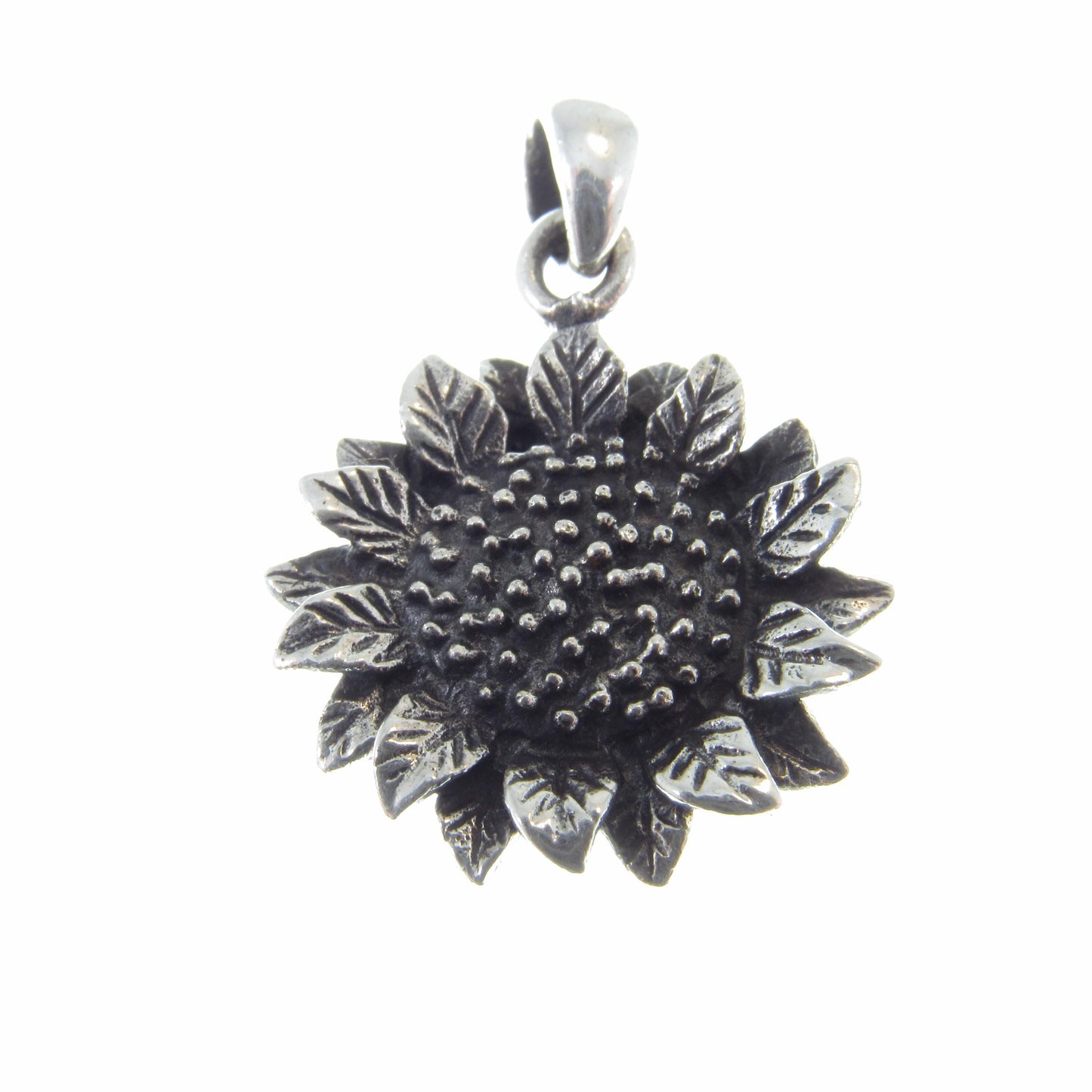 Solid Sterling Silver Sunflower Pendant – Handcrafted Floral Jewelry – Nature-Inspired Charm – Boho Botanical Sunflower – Flower Lover Gift