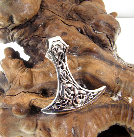 Solid 925 Sterling Silver Celtic Thor's Hammer Slide Pendant - Mjollnir Jewelry - Celtic Scrolls & Knotwork, Handcrafted Mens Viking Jewelry