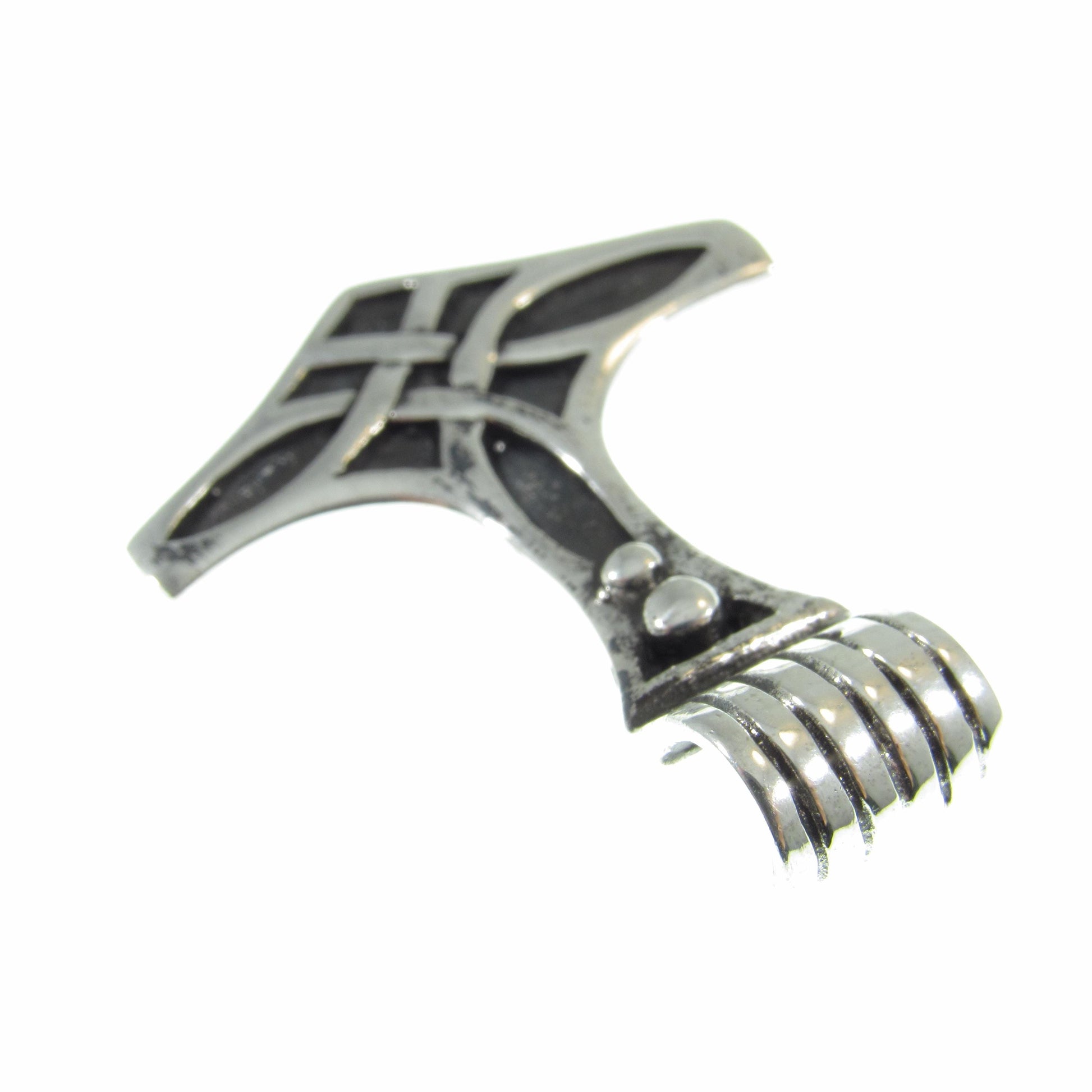 Solid 925 Sterling Silver Thor’s Hammer Slide Pendant – Handcrafted Viking Jewelry – Norse Mythology Charm – Mjolnir Celtic Knotwork Amulet